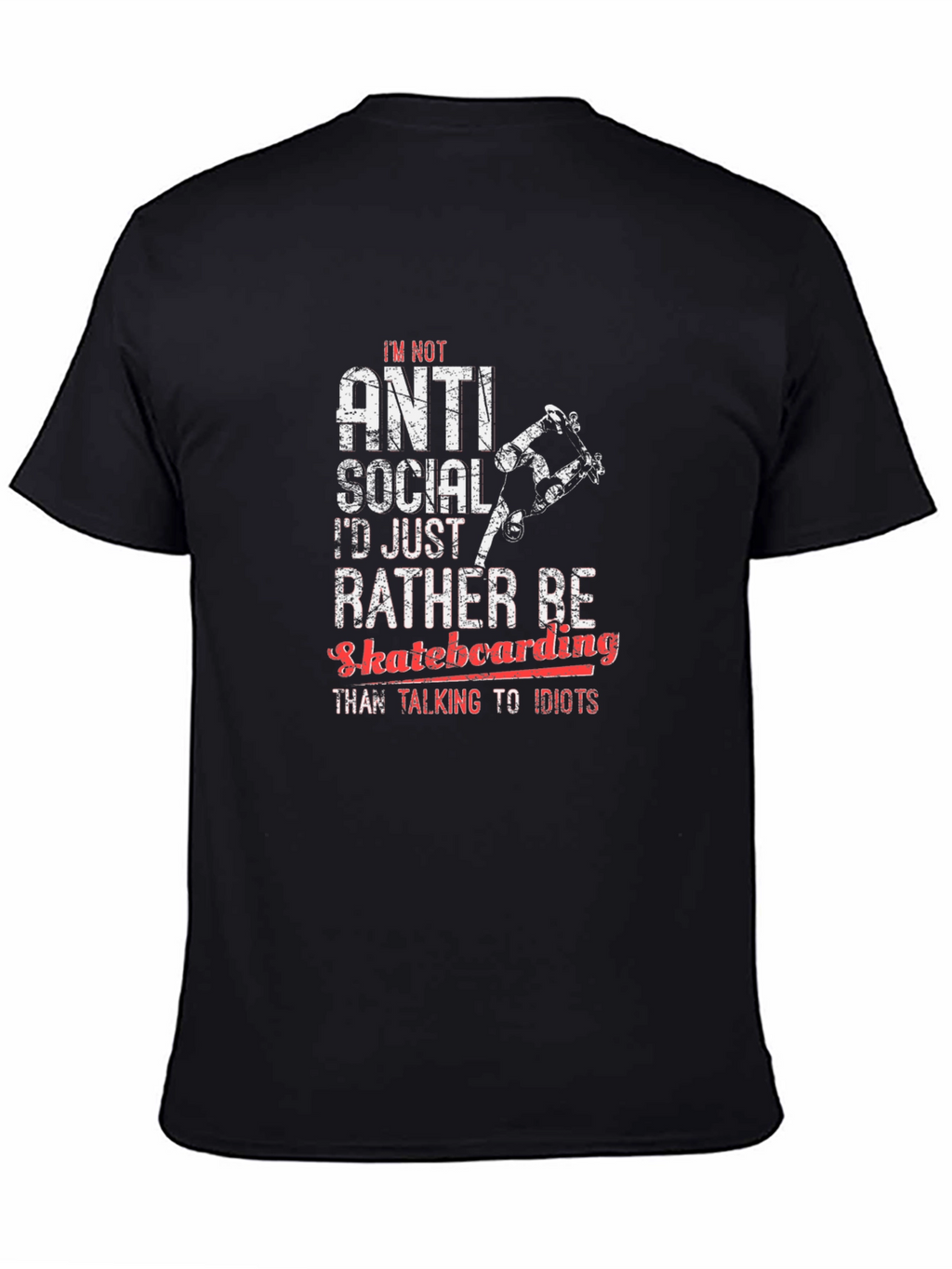 Anti-Social Skateboarder Black T-Shirt