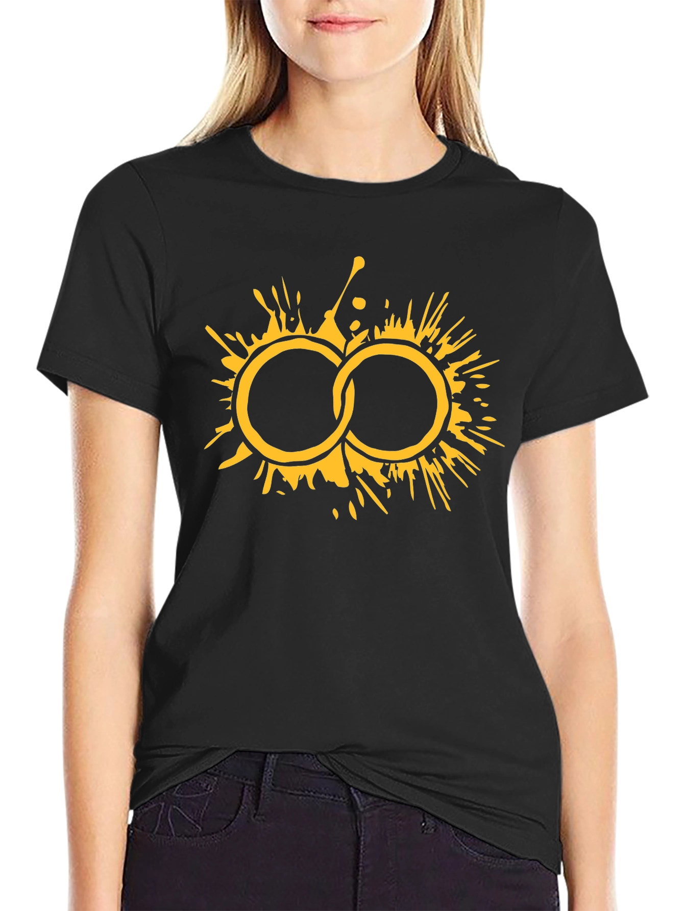 Graphic Tee: Abstract Circle Splatter Design Black