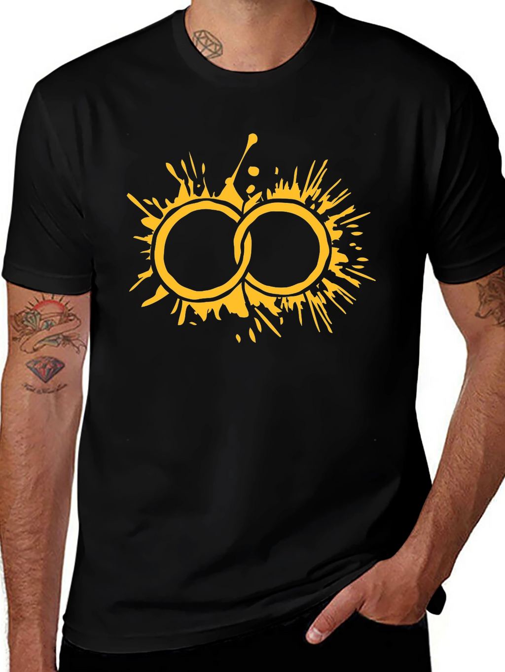 Graphic Tee: Abstract Circle Splatter Design Black