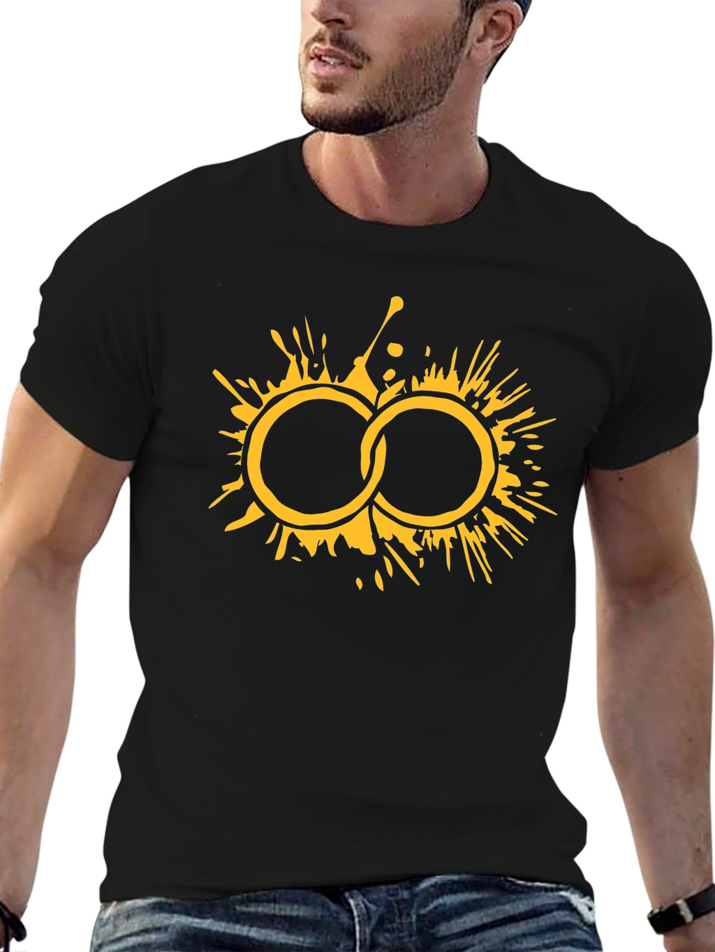 Graphic Tee: Abstract Circle Splatter Design Black