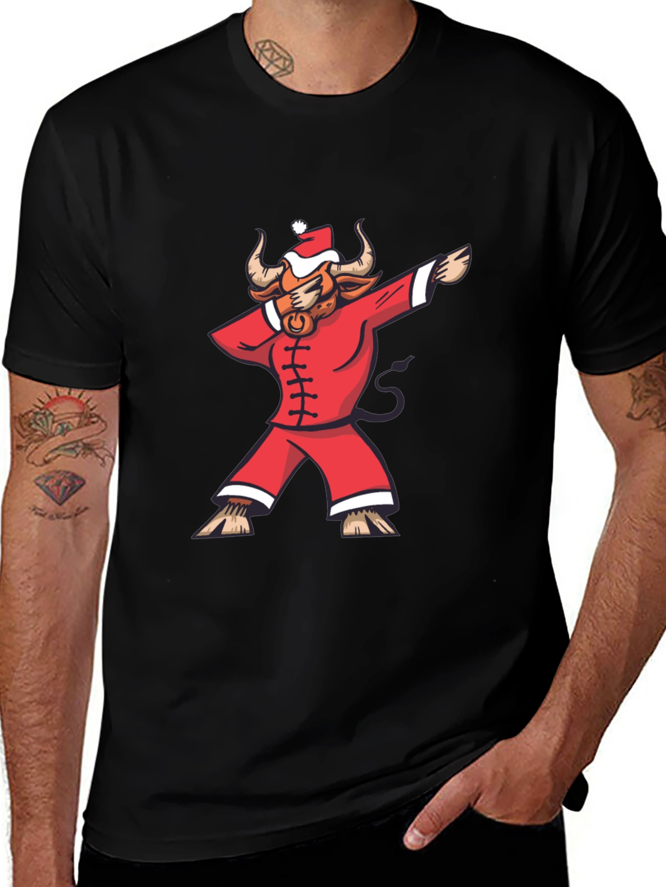 Dabbing Santa Bull T-Shirt - Holiday Cheer