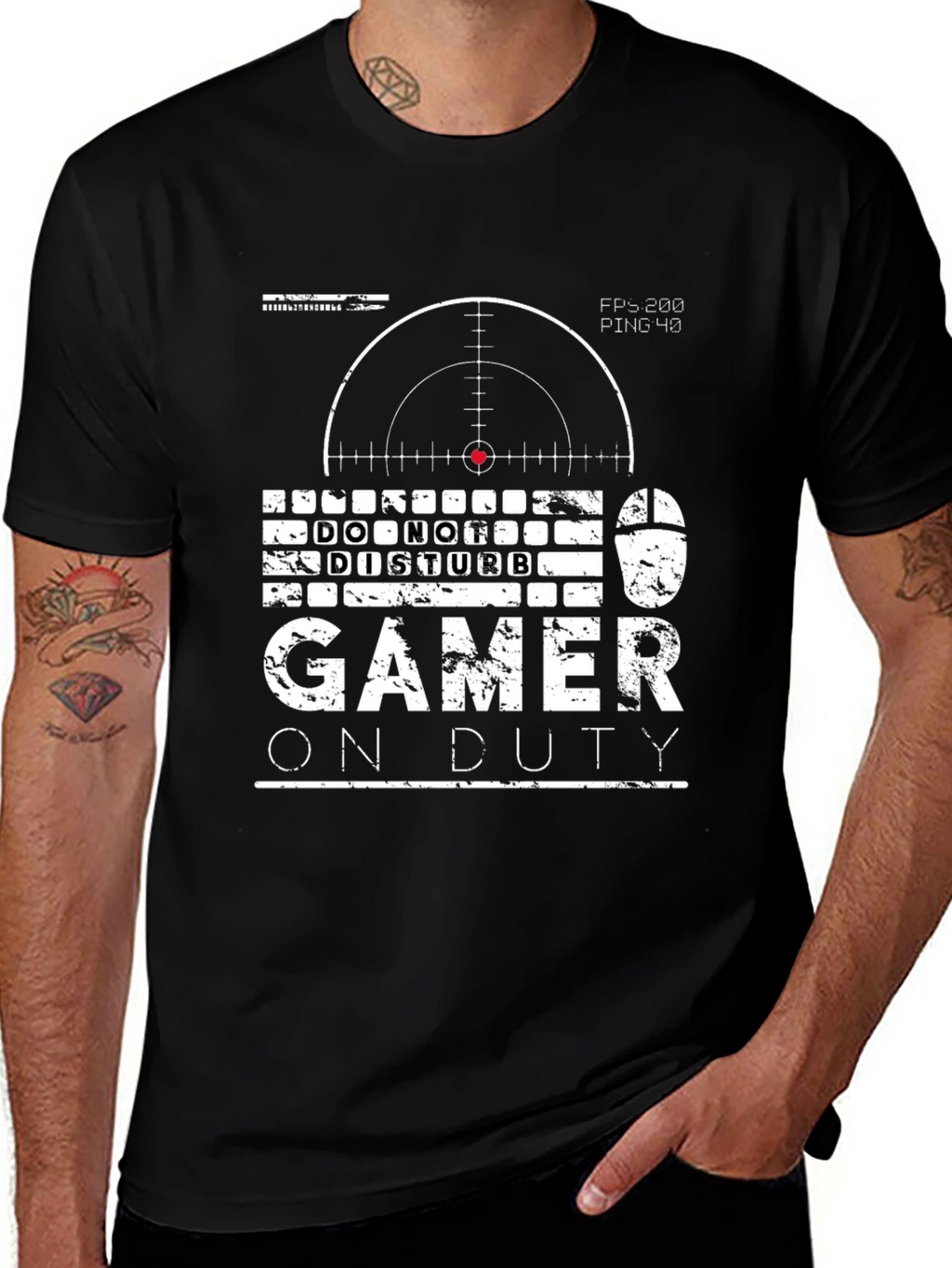 Gamer On Duty Graphic Tee - Black Cotton T-Shirt