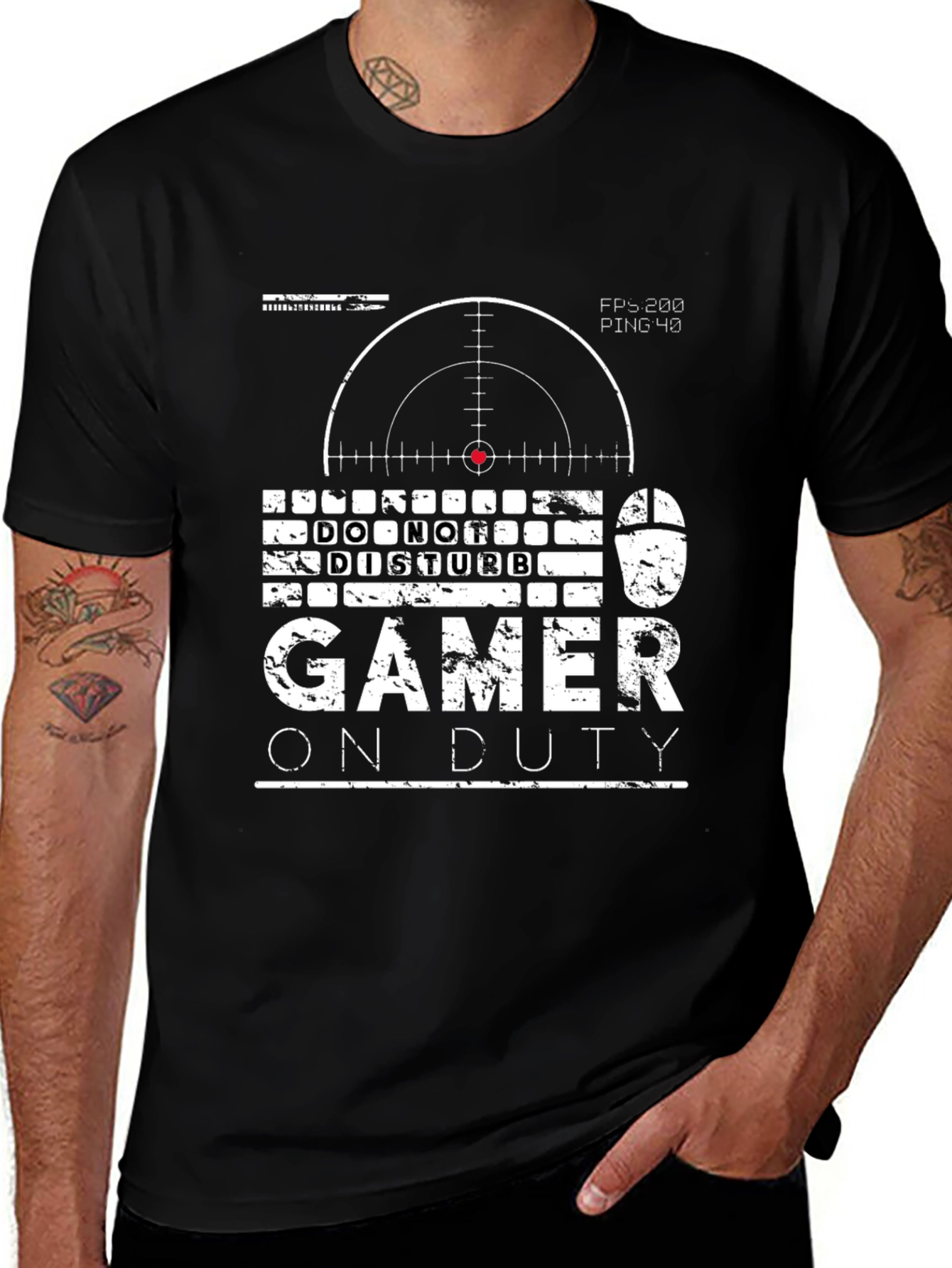 Gamer On Duty Graphic Tee - Black Cotton T-Shirt