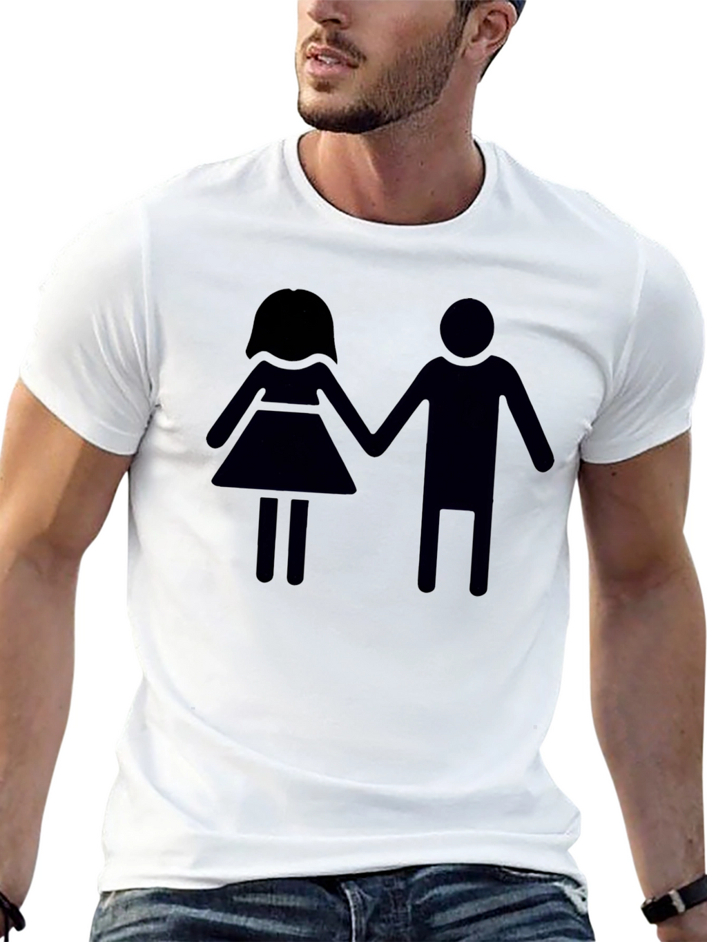 Stick Figure Couple Black T-Shirt