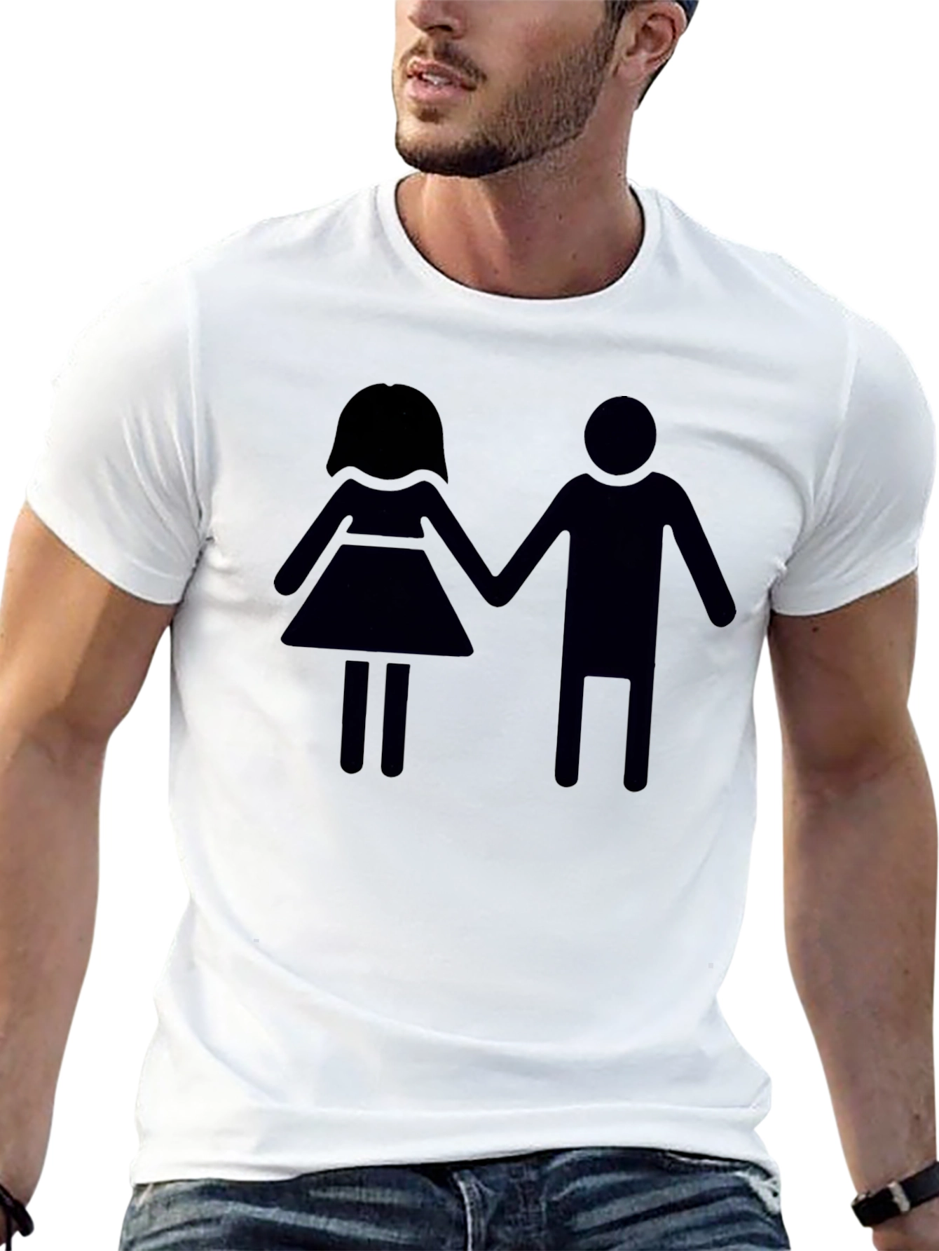 Stick Figure Couple Black T-Shirt
