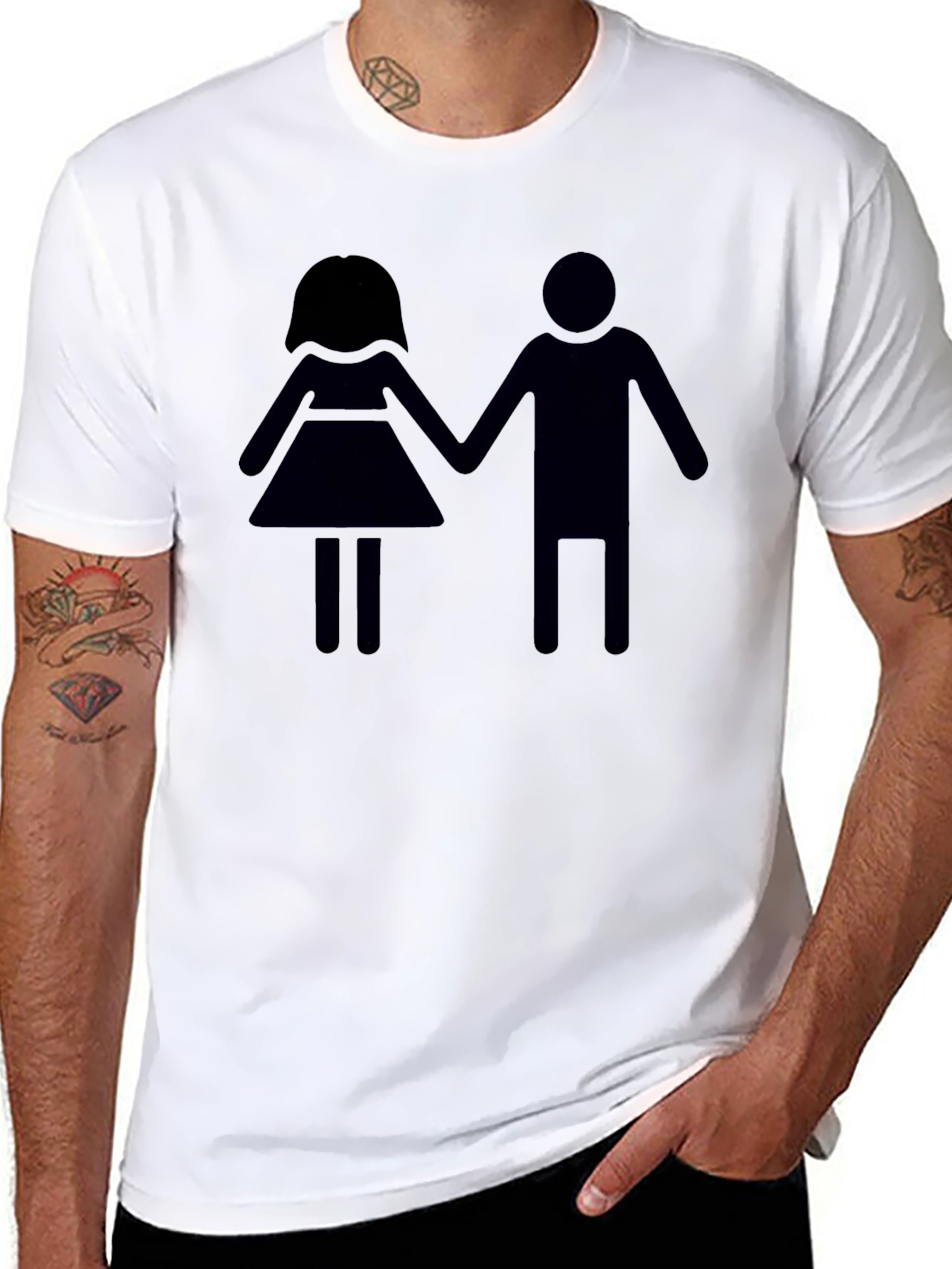 Stick Figure Couple Black T-Shirt