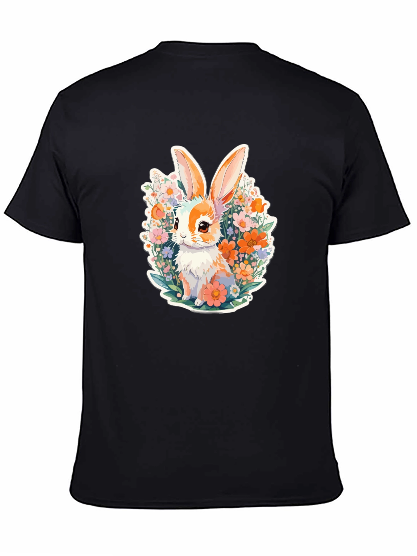 Cute Bunny Floral Graphic Tee - Soft Cotton Shirt