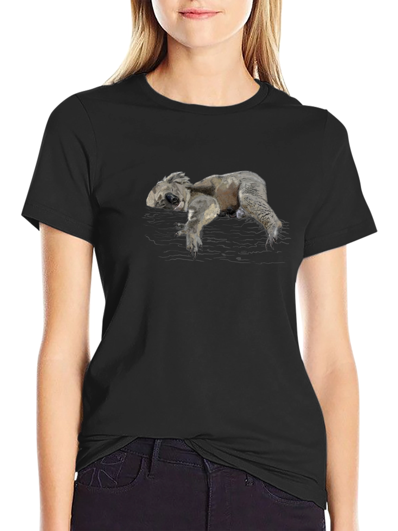 Koala Graphic Black T-Shirt Casual Wear