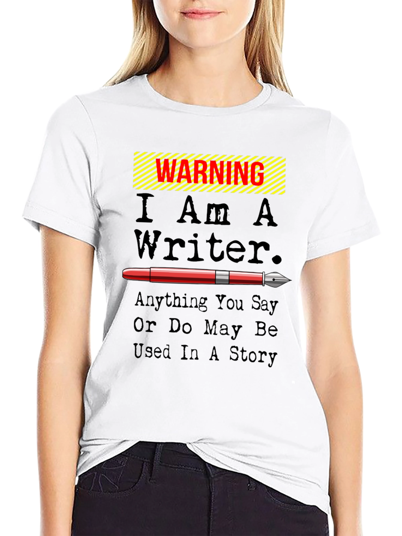 Warning I Am A Writer Novelty Graphic T-Shirt