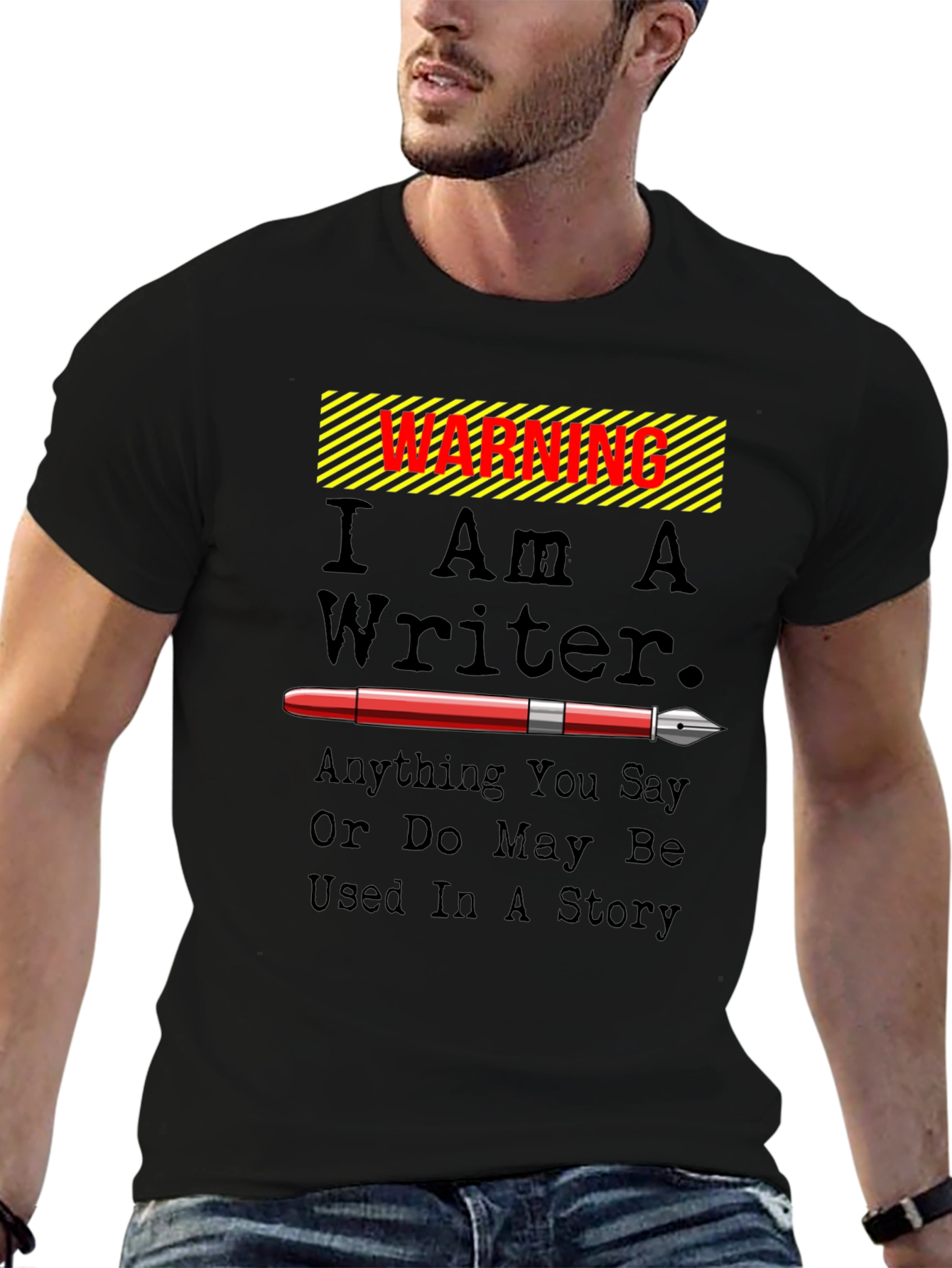 Warning I Am A Writer Novelty Graphic T-Shirt