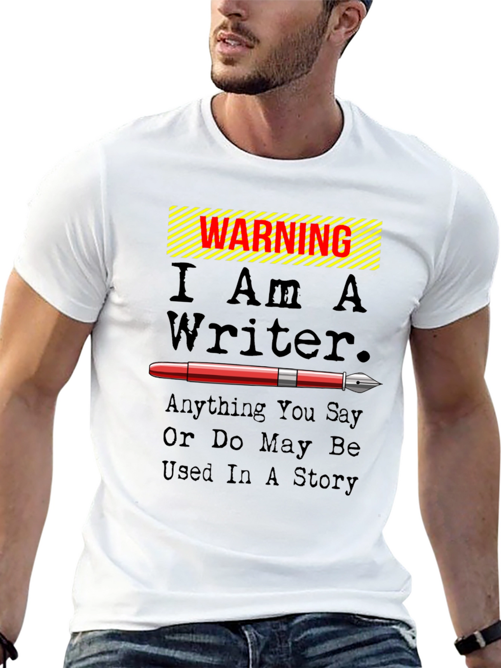 Warning I Am A Writer Novelty Graphic T-Shirt