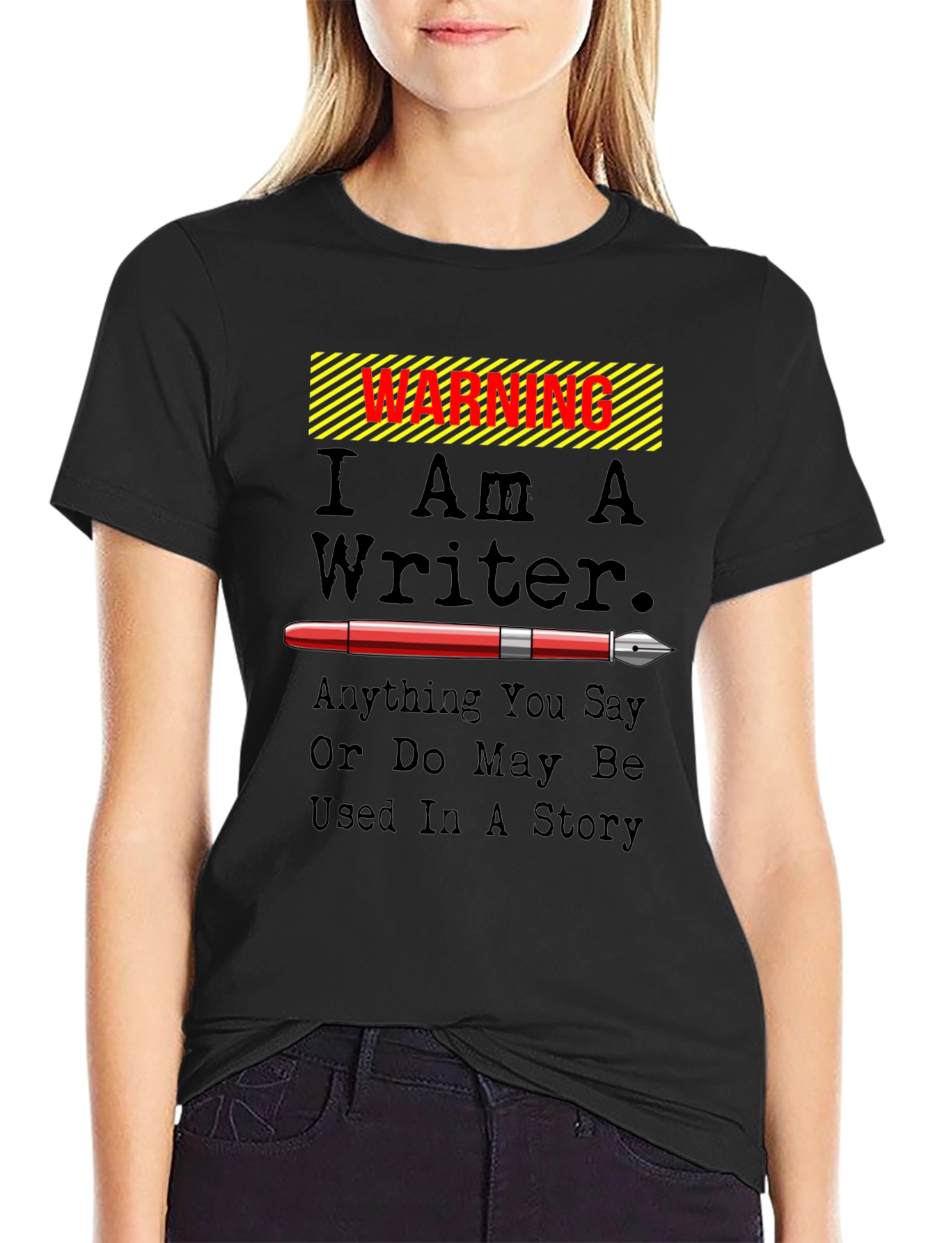 Warning I Am A Writer Novelty Graphic T-Shirt