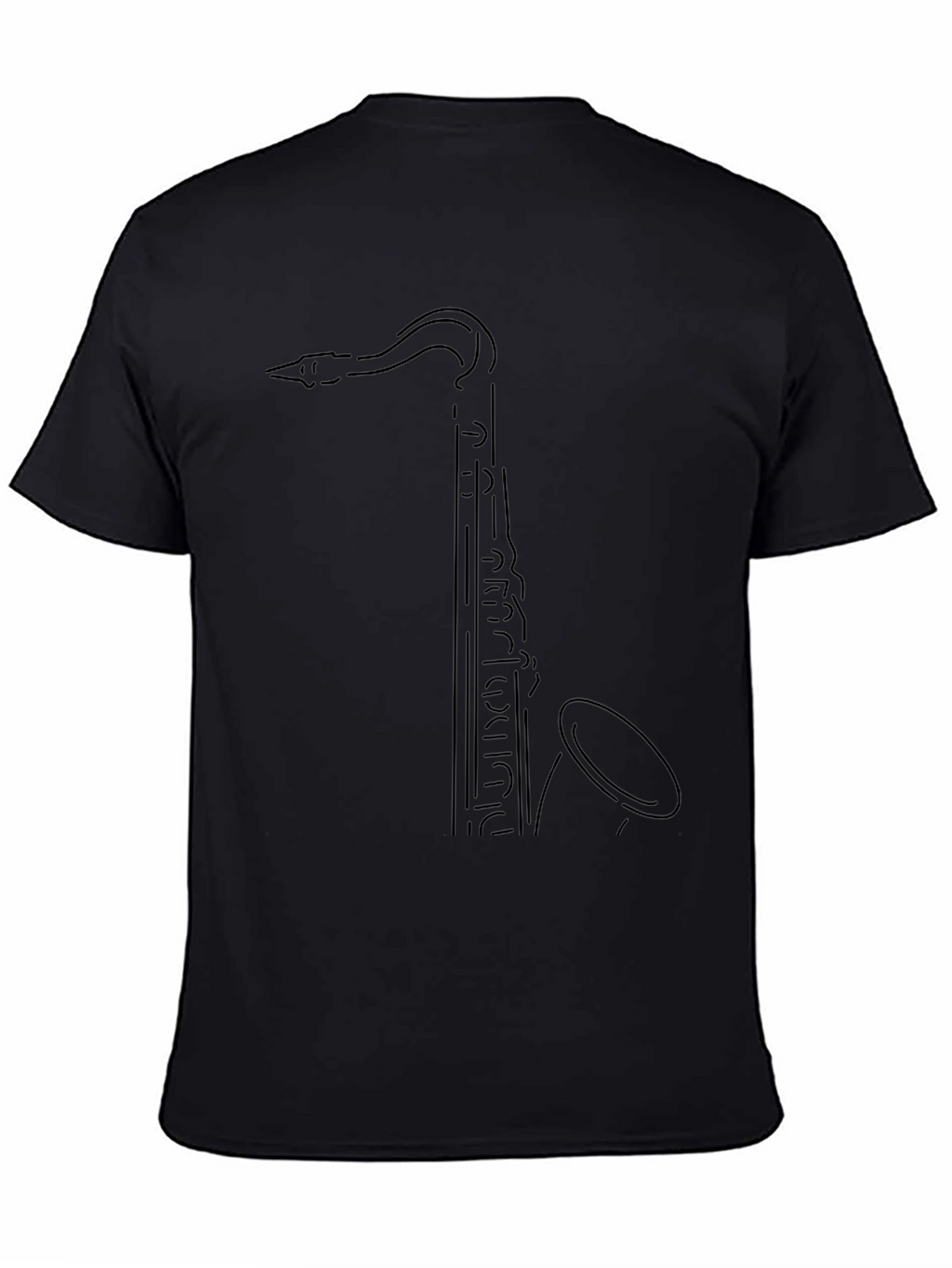 Saxophone Outline Black T-Shirt