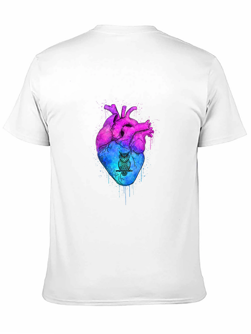 Artistic Heart & Owl Graphic Tee - Unique Design