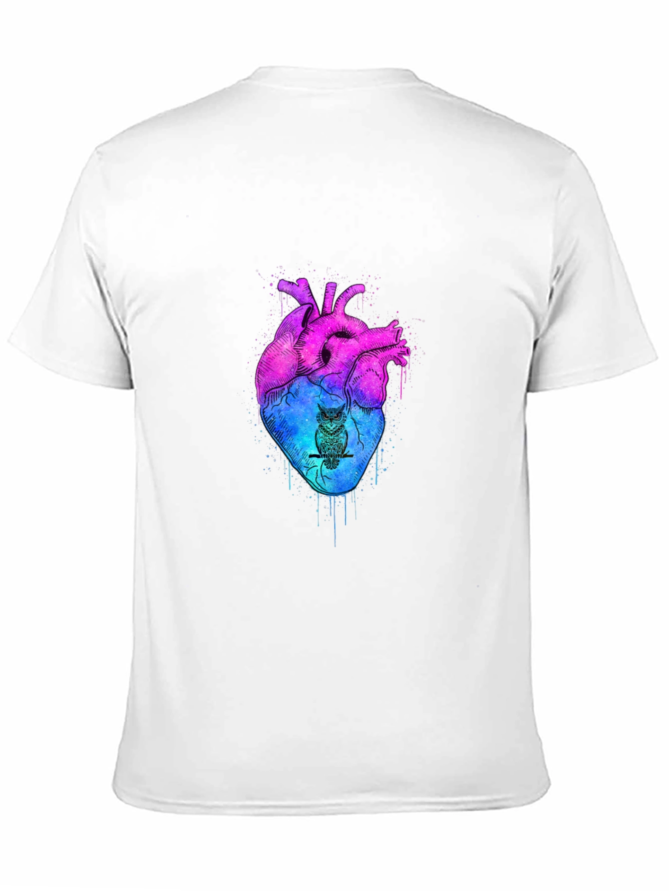 Artistic Heart & Owl Graphic Tee - Unique Design