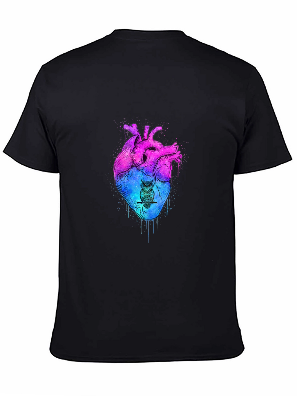 Artistic Heart & Owl Graphic Tee - Unique Design
