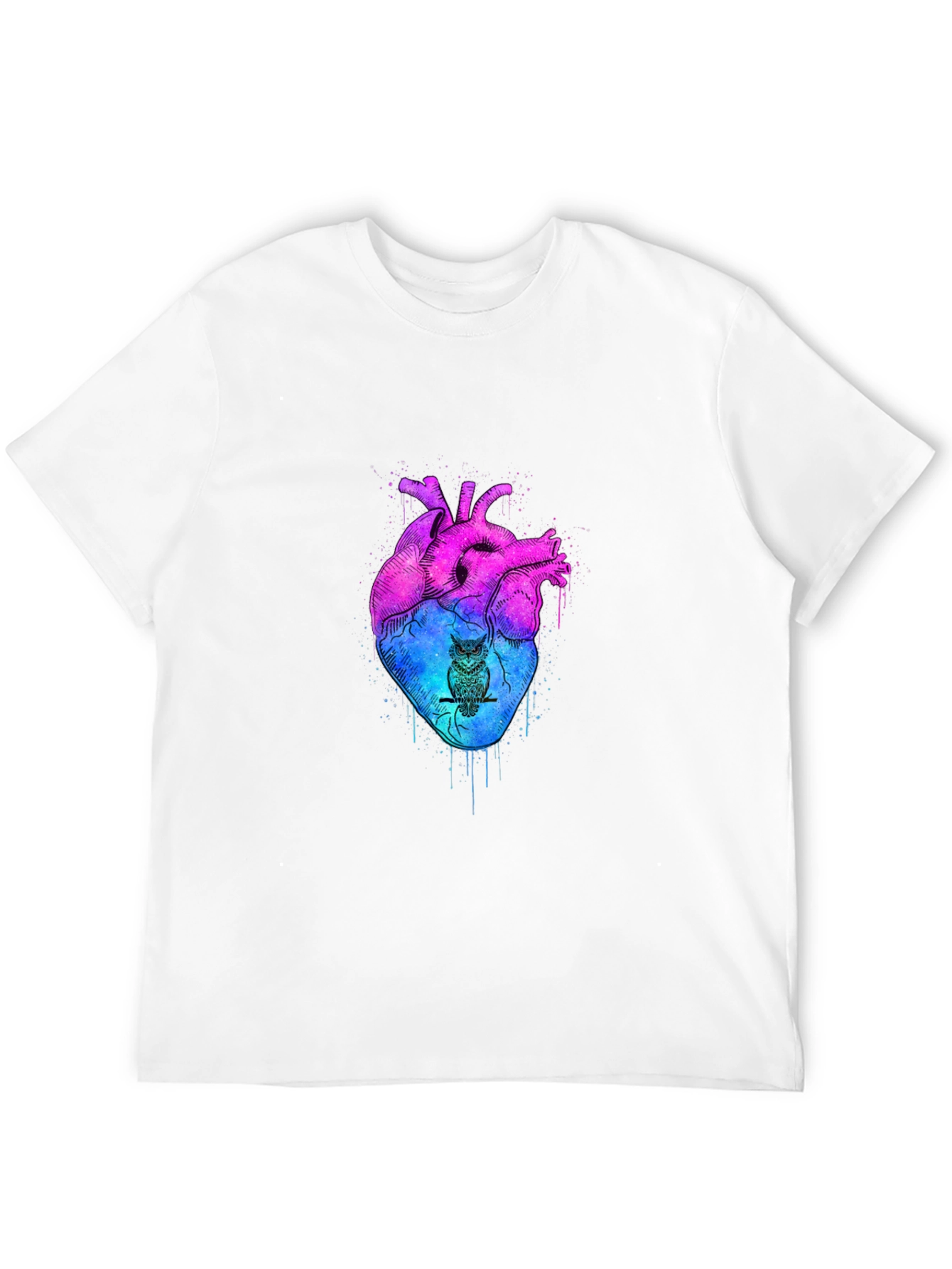 Artistic Heart & Owl Graphic Tee - Unique Design