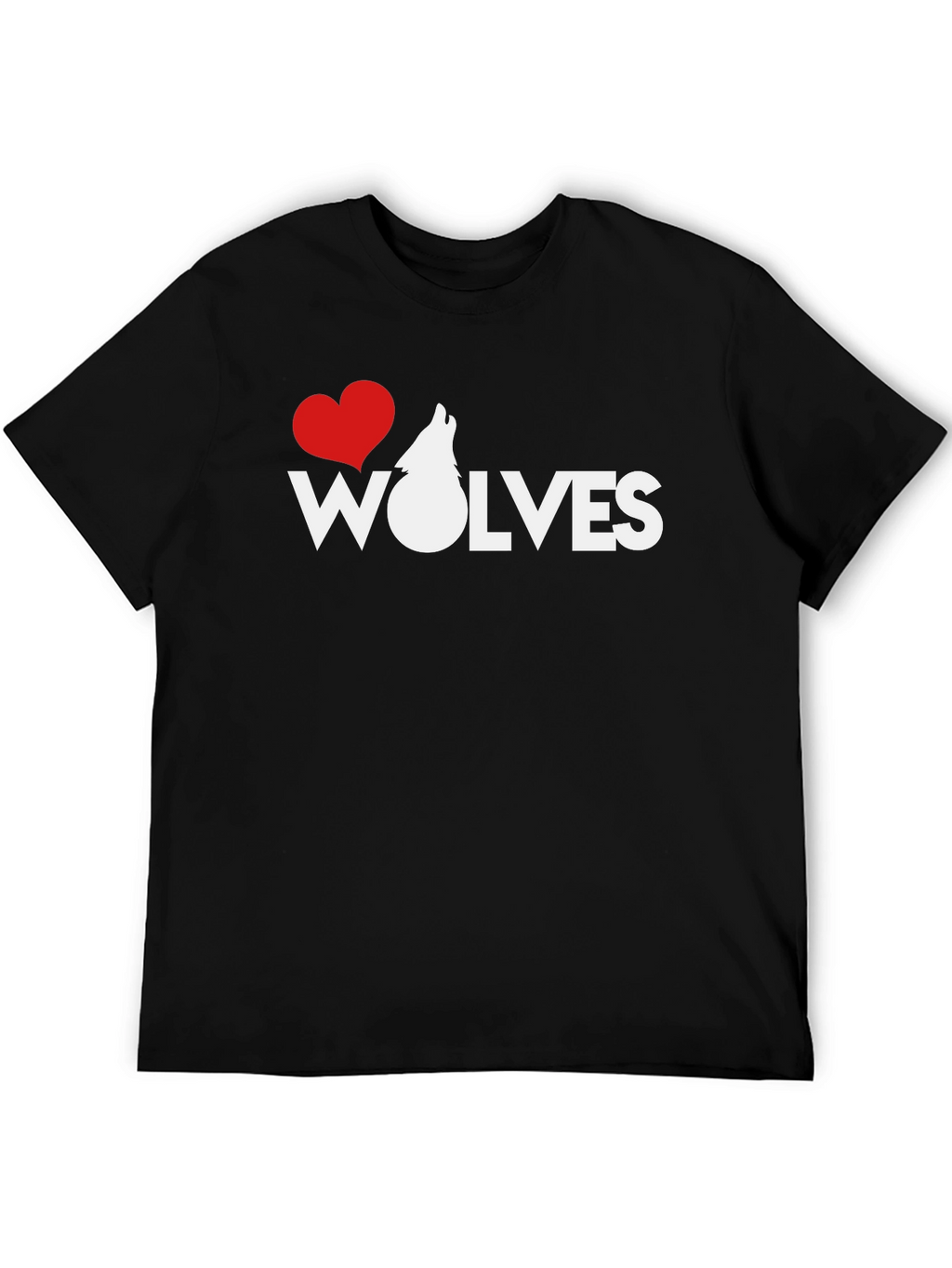 I Heart Wolves Black Graphic T-Shirt
