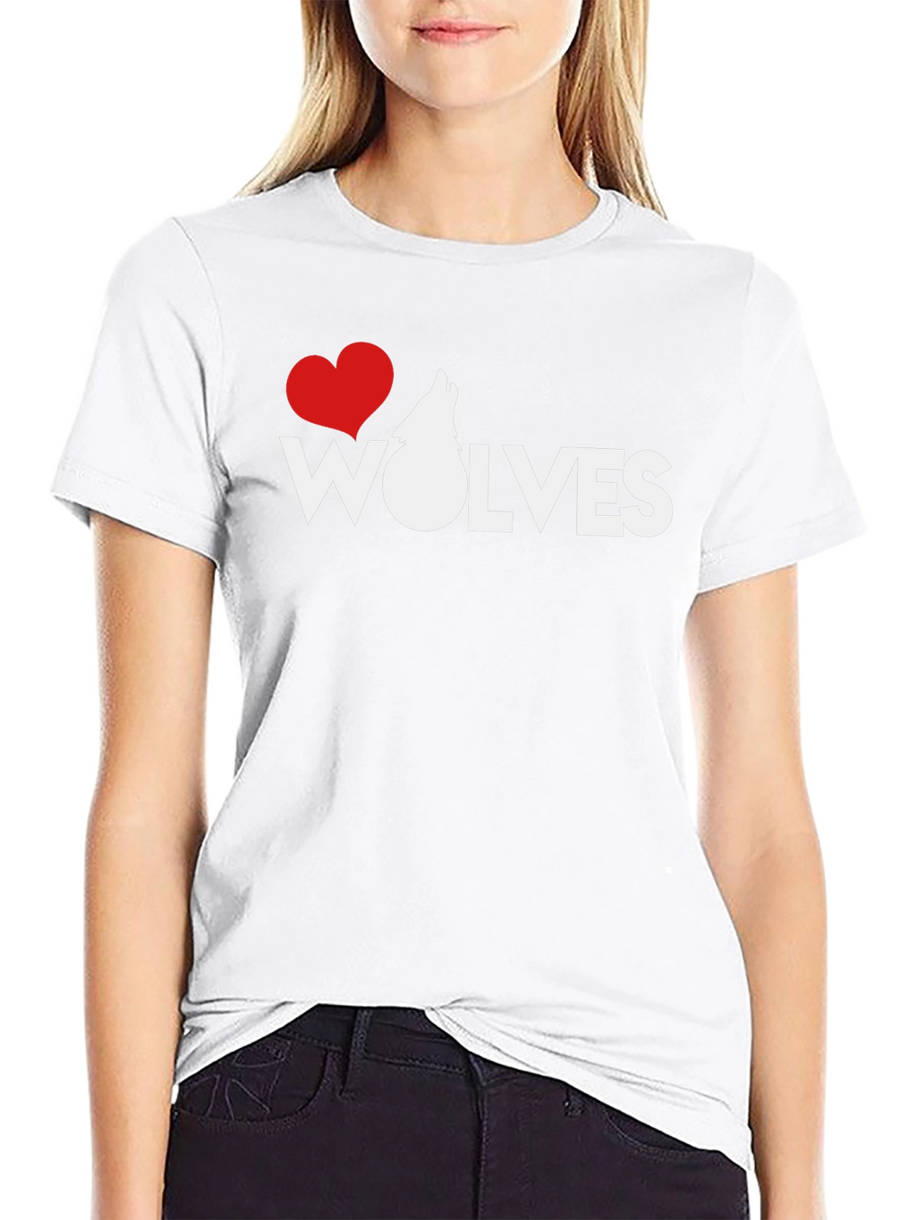 I Heart Wolves Black Graphic T-Shirt