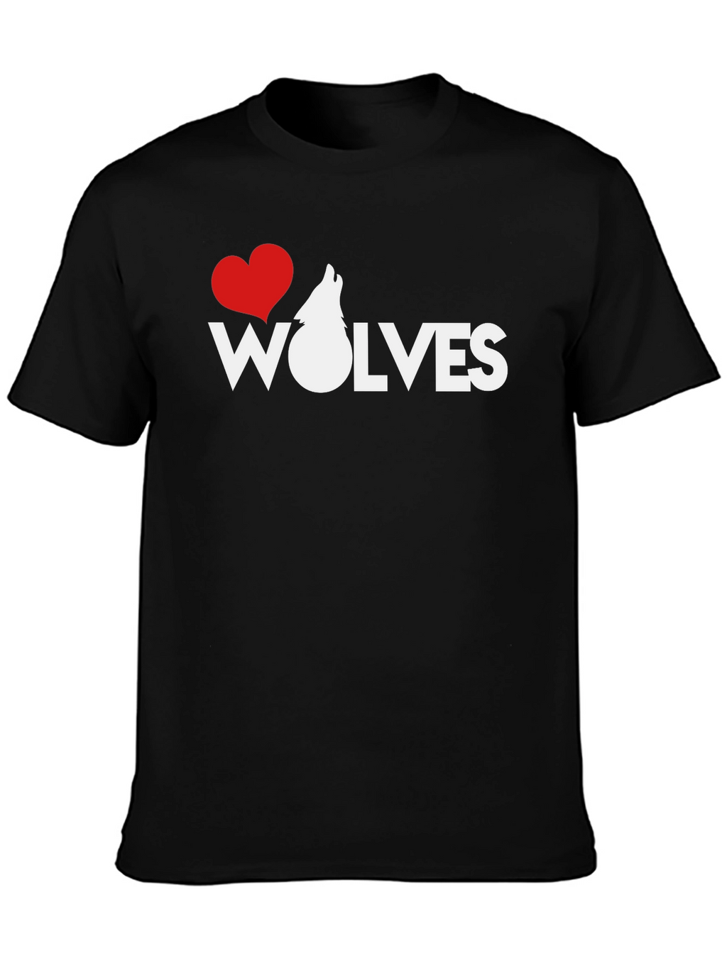 I Heart Wolves Black Graphic T-Shirt