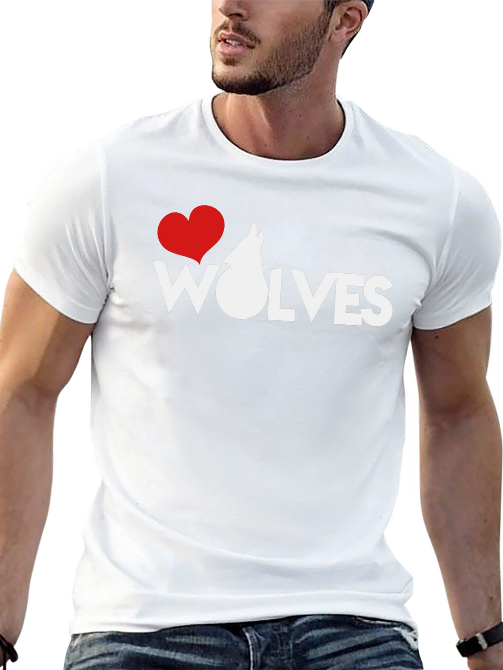 I Heart Wolves Black Graphic T-Shirt