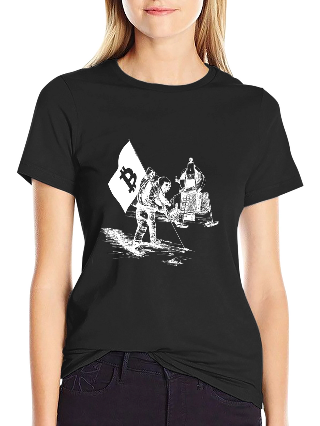 Bitcoin Moon Landing Graphic T-Shirt