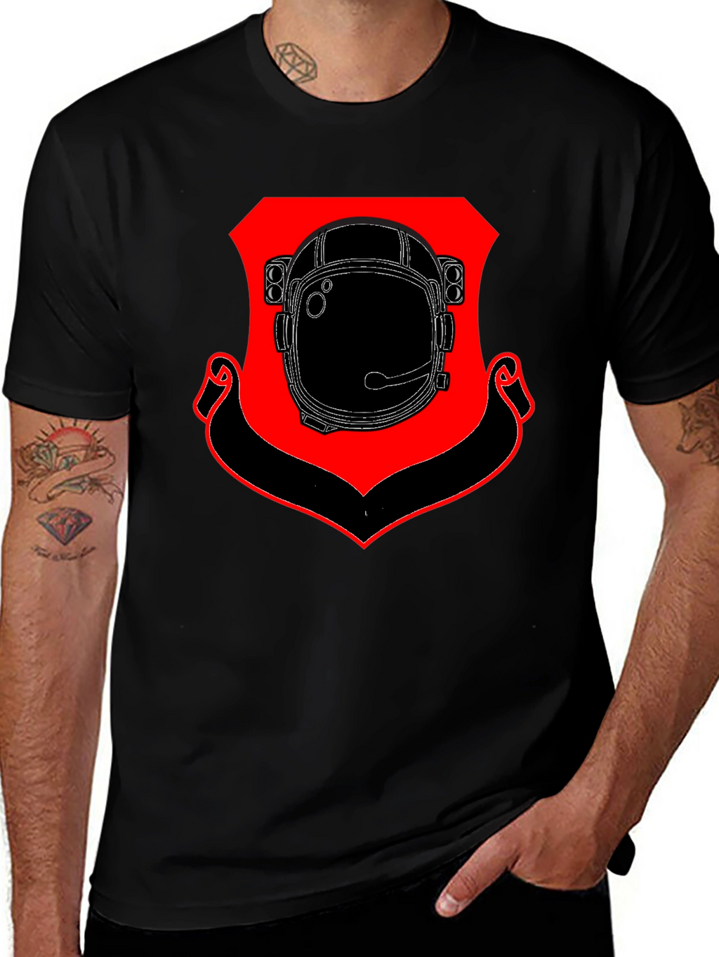 Astronaut Helmet Shield Black T-Shirt