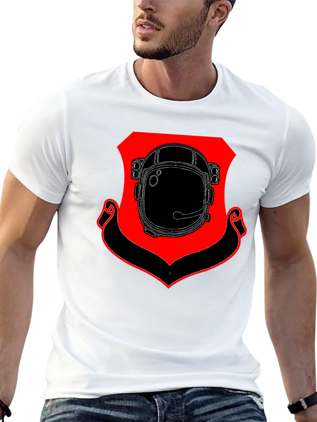 Astronaut Helmet Shield Black T-Shirt