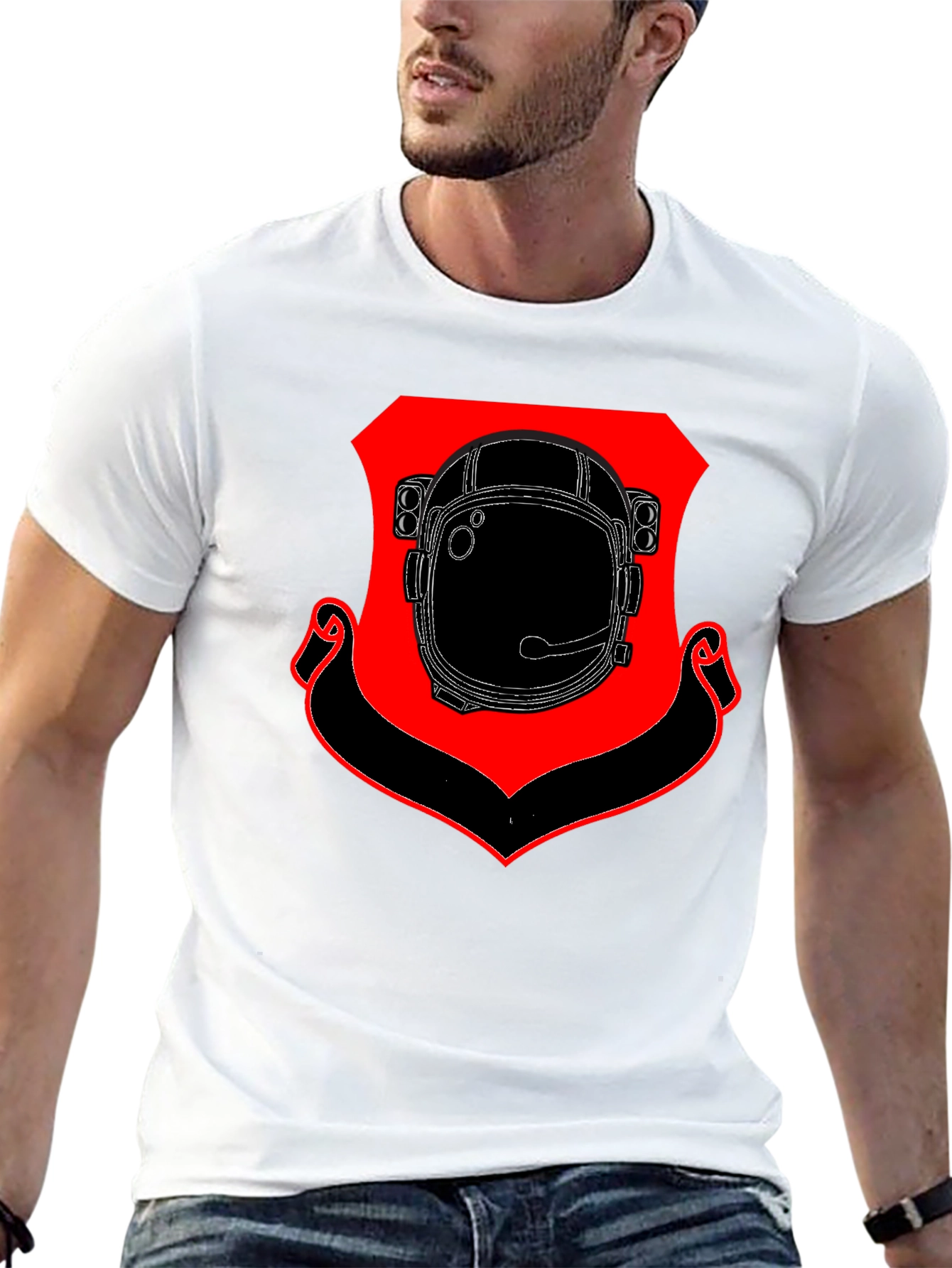 Astronaut Helmet Shield Black T-Shirt