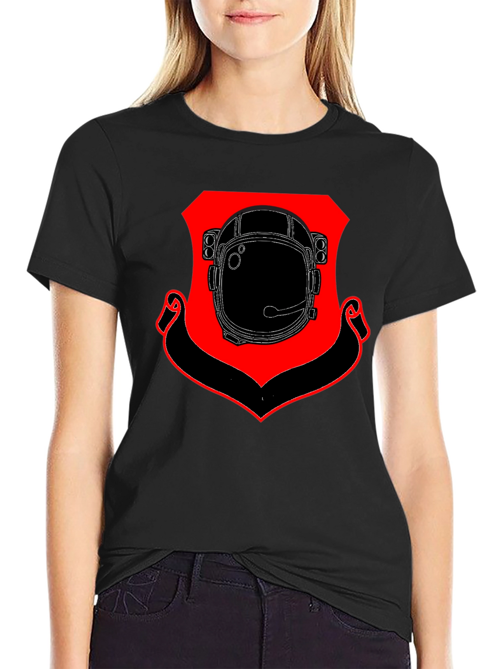Astronaut Helmet Shield Black T-Shirt
