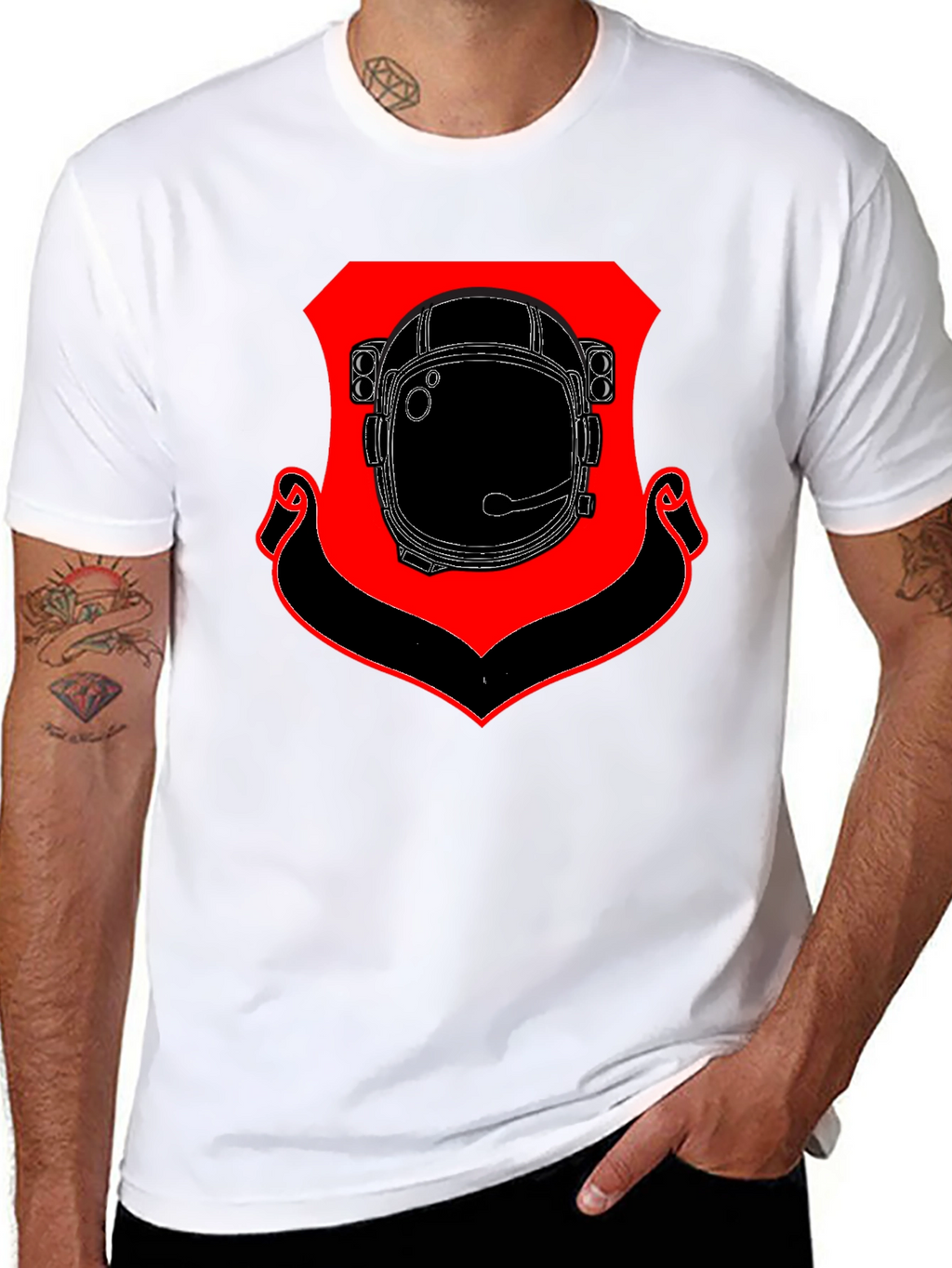 Astronaut Helmet Shield Black T-Shirt