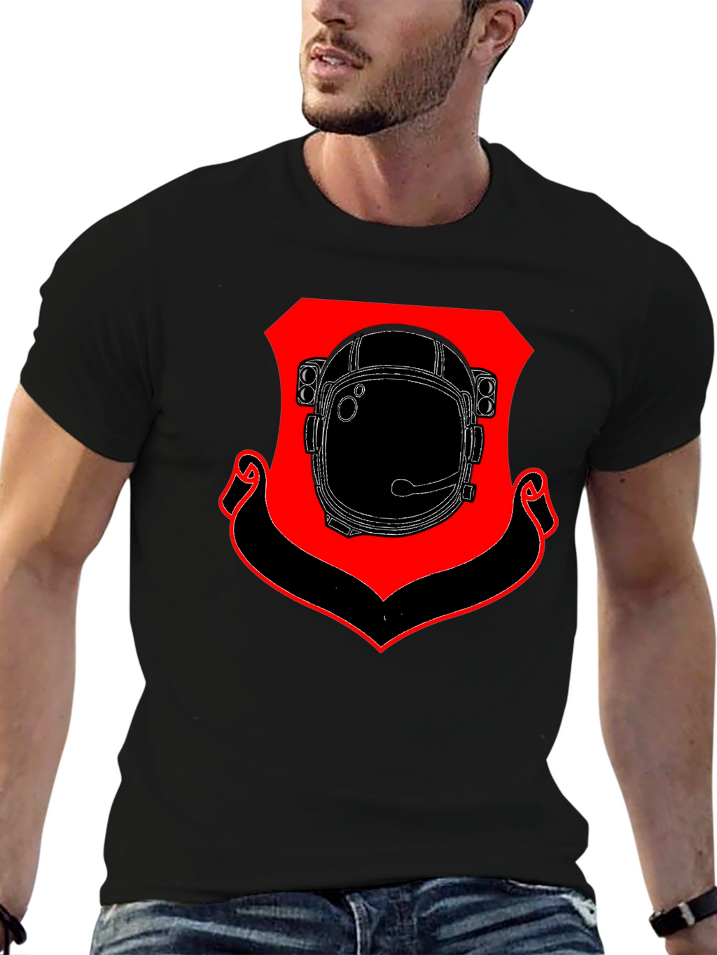 Astronaut Helmet Shield Black T-Shirt