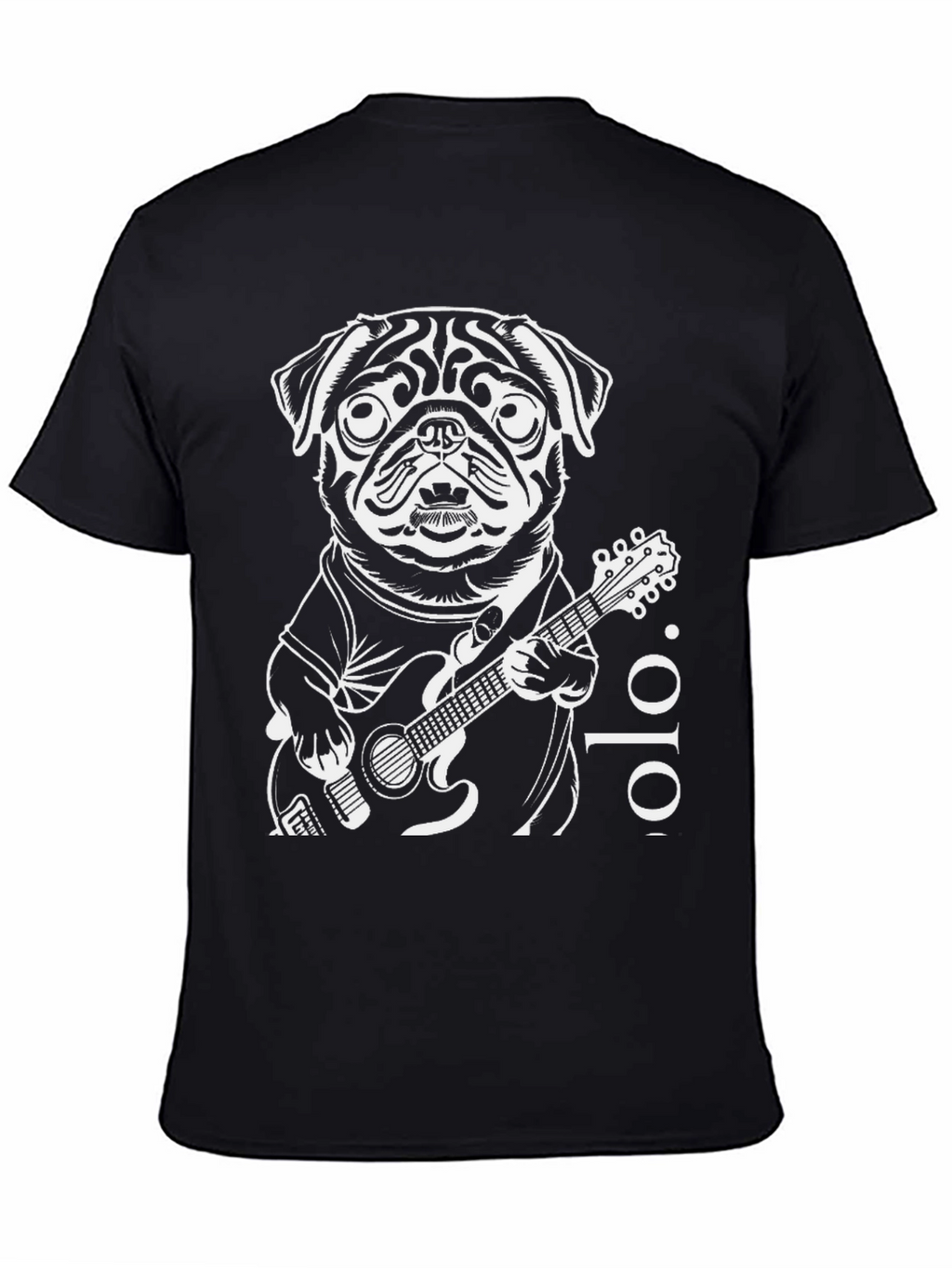 Pug Guitarist Black T-Shirt