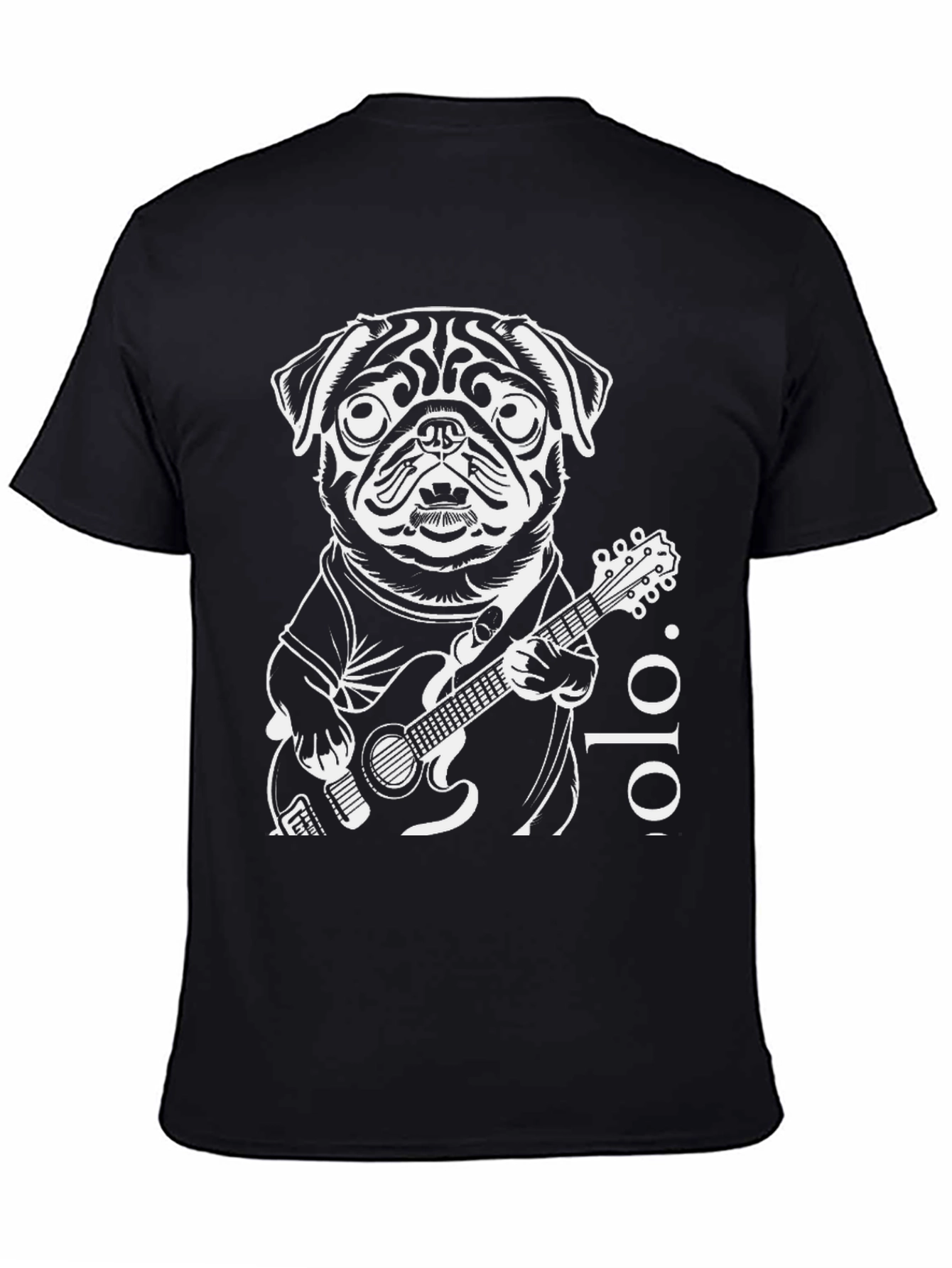 Pug Guitarist Black T-Shirt