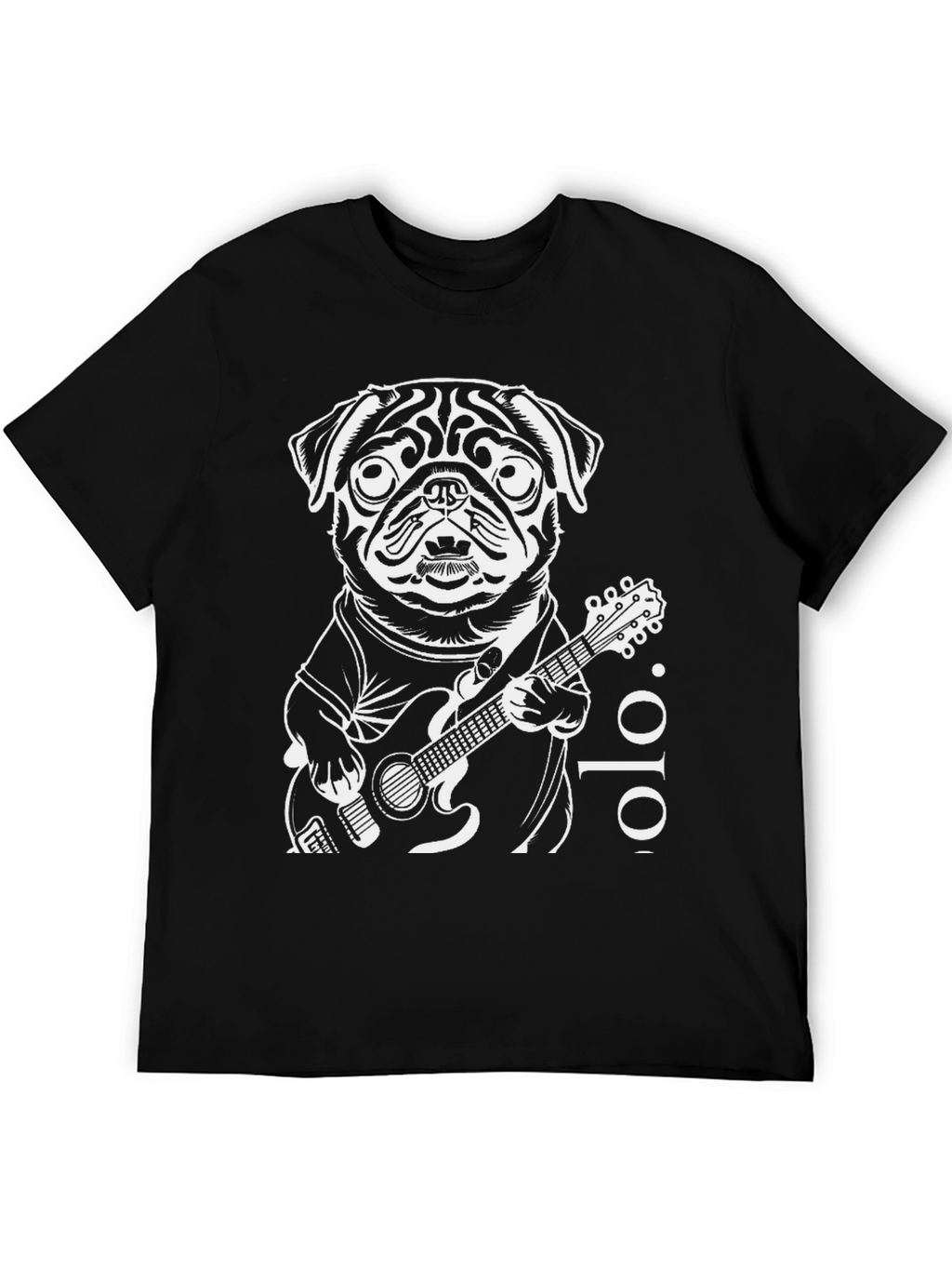 Pug Guitarist Black T-Shirt