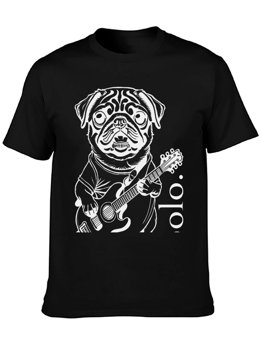 Pug Guitarist Black T-Shirt