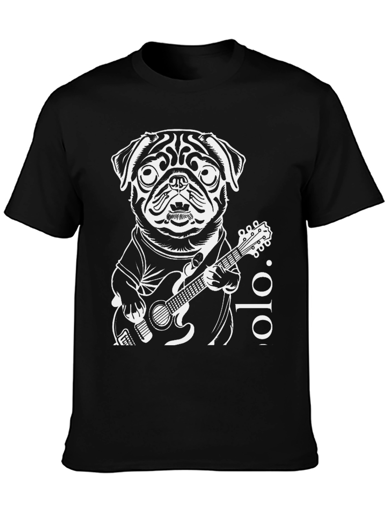 Pug Guitarist Black T-Shirt
