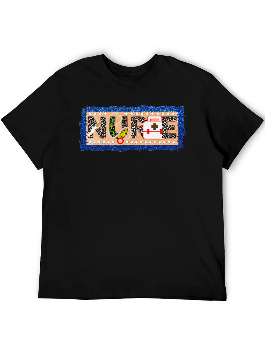 Nurse Novelty T-Shirt - Leopard Print Medical Design