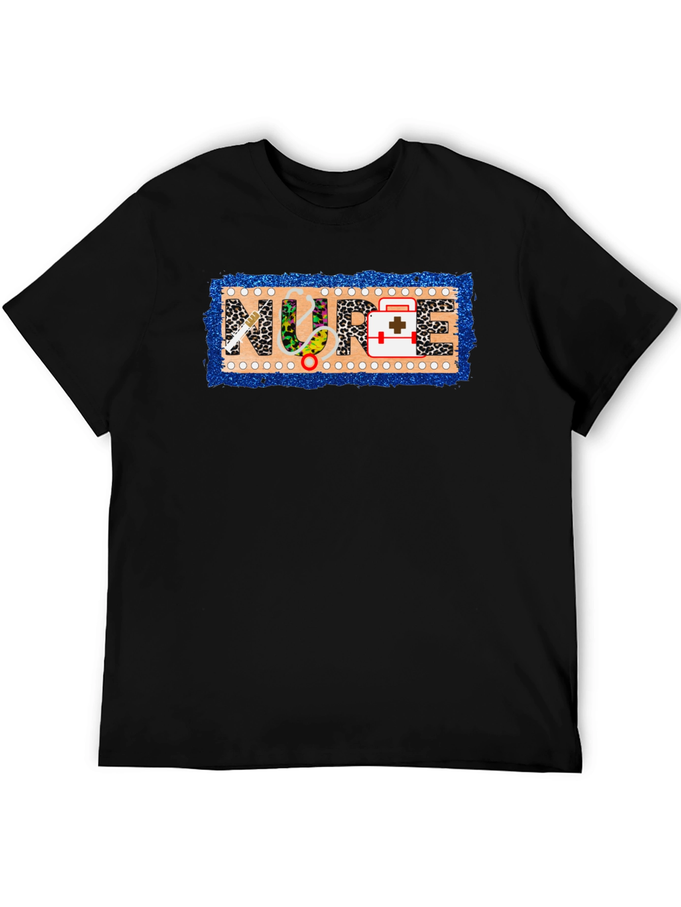 Nurse Novelty T-Shirt - Leopard Print Medical Design
