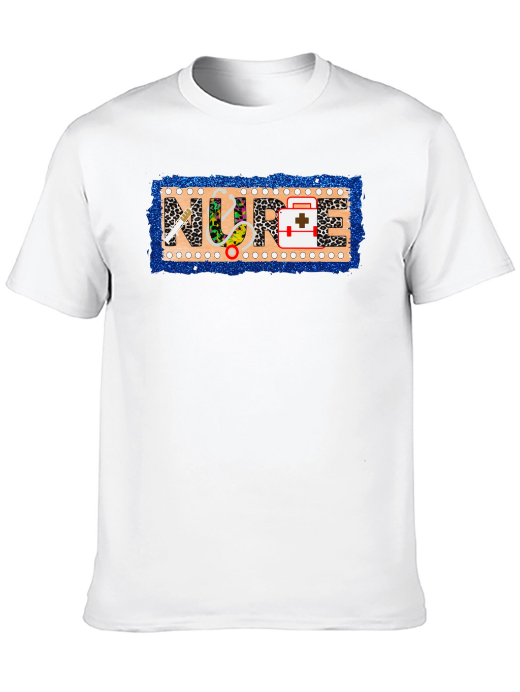 Nurse Novelty T-Shirt - Leopard Print Medical Design