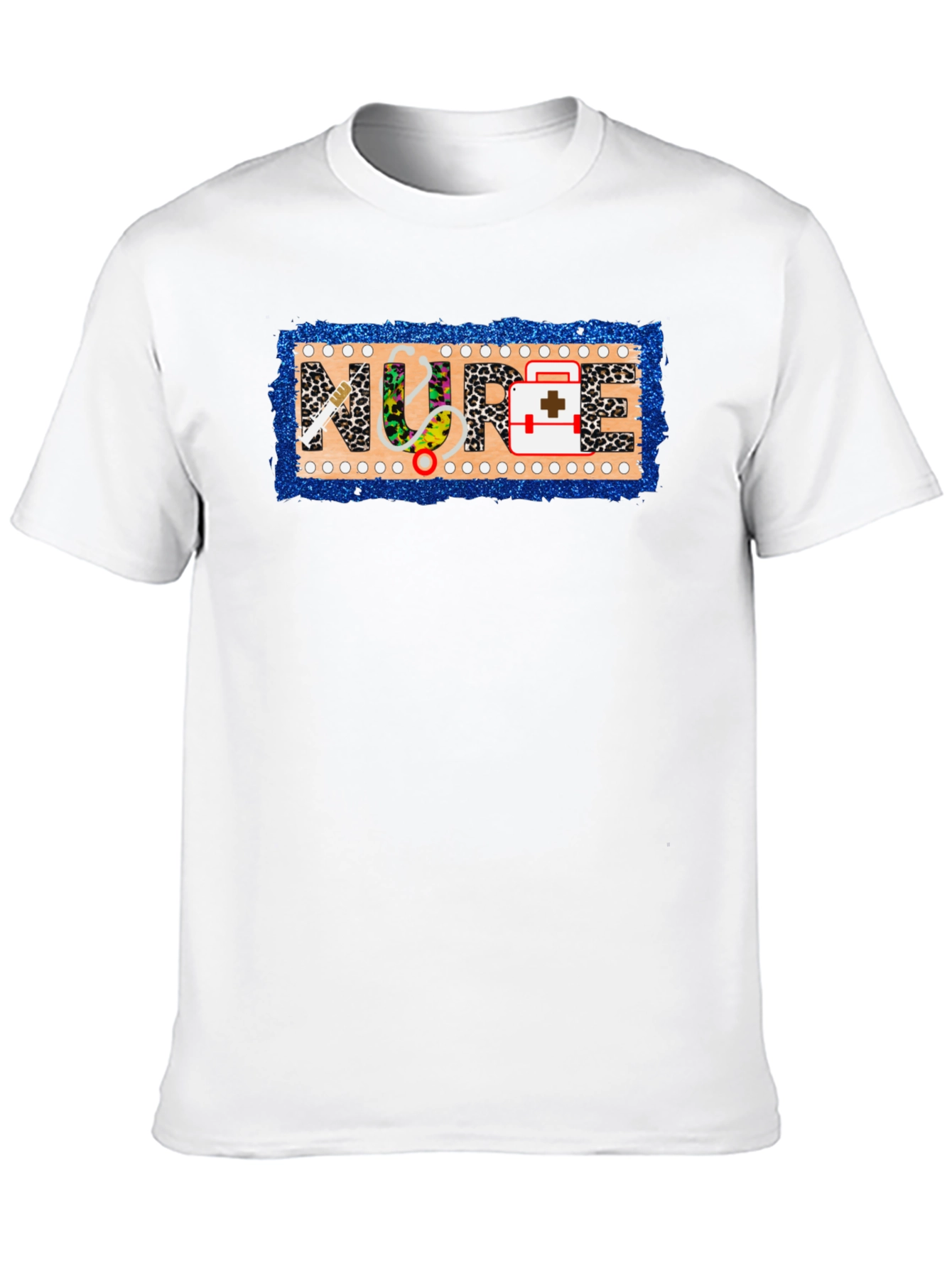 Nurse Novelty T-Shirt - Leopard Print Medical Design