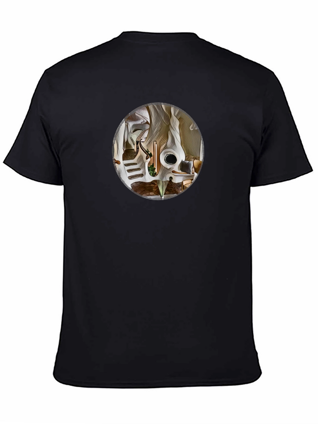 Abstract Circle Graphic Tee - Black Cotton Shirt