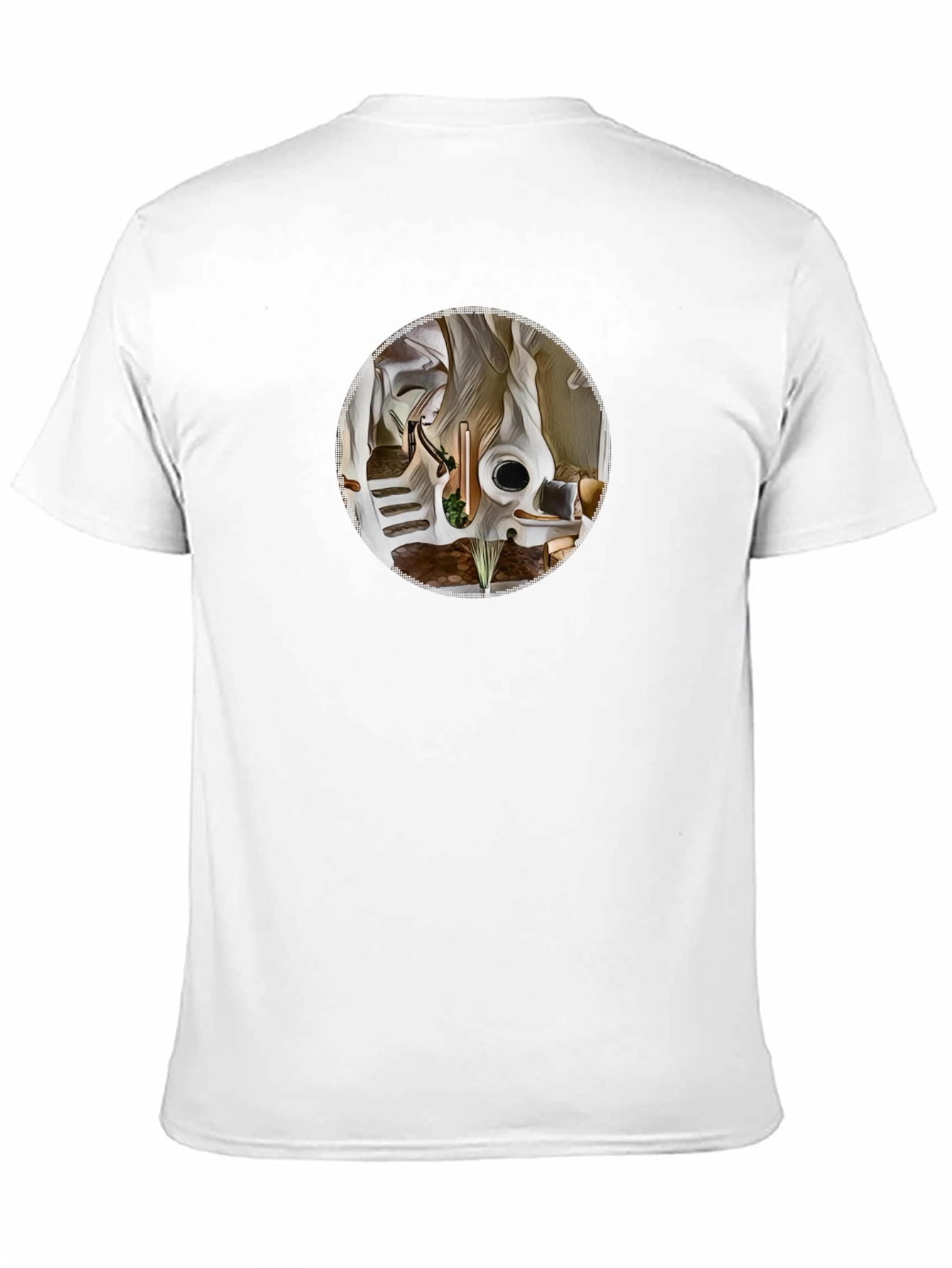Abstract Circle Graphic Tee - Black Cotton Shirt