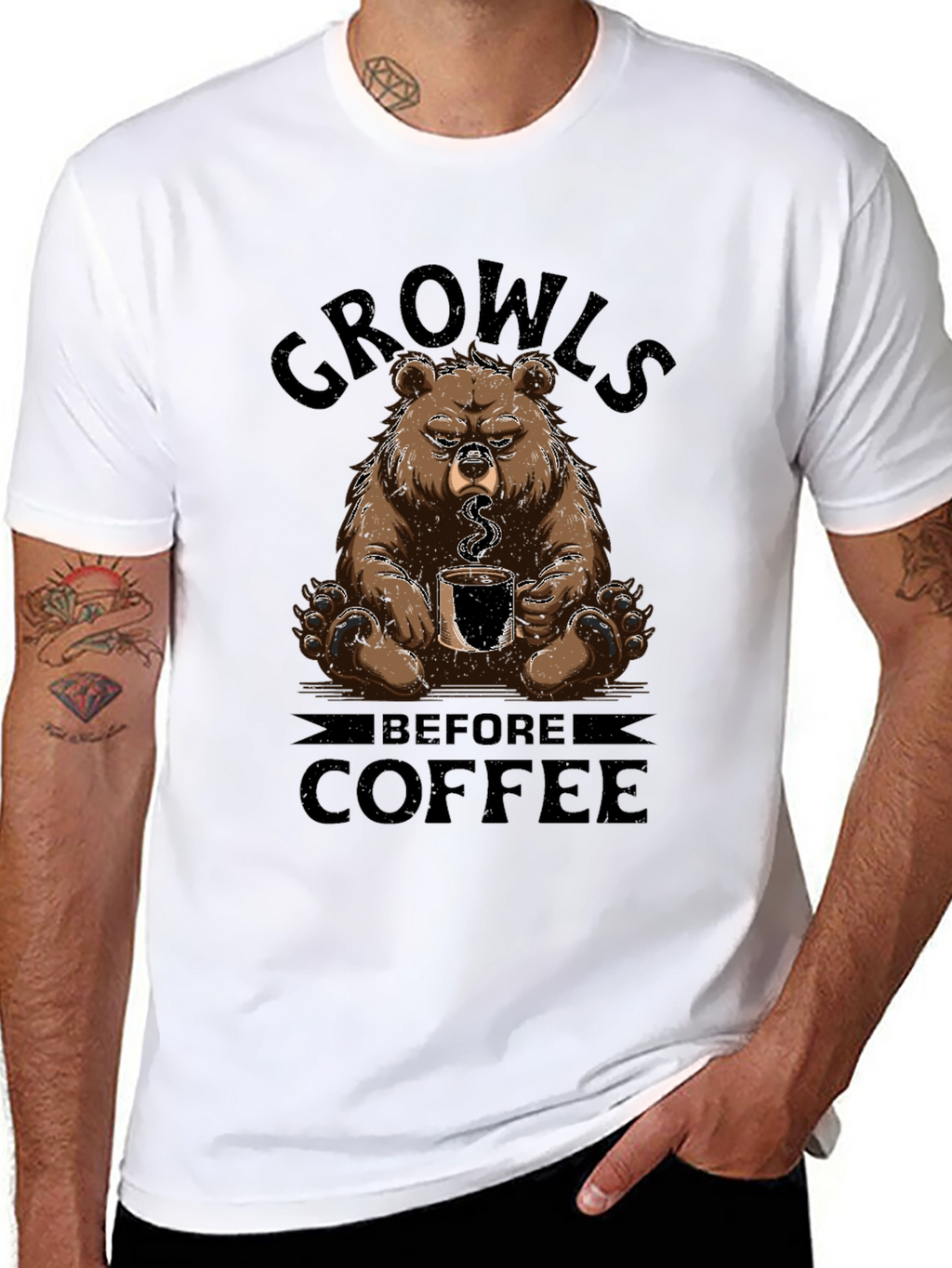 Growls Before Coffee Bear T-Shirt