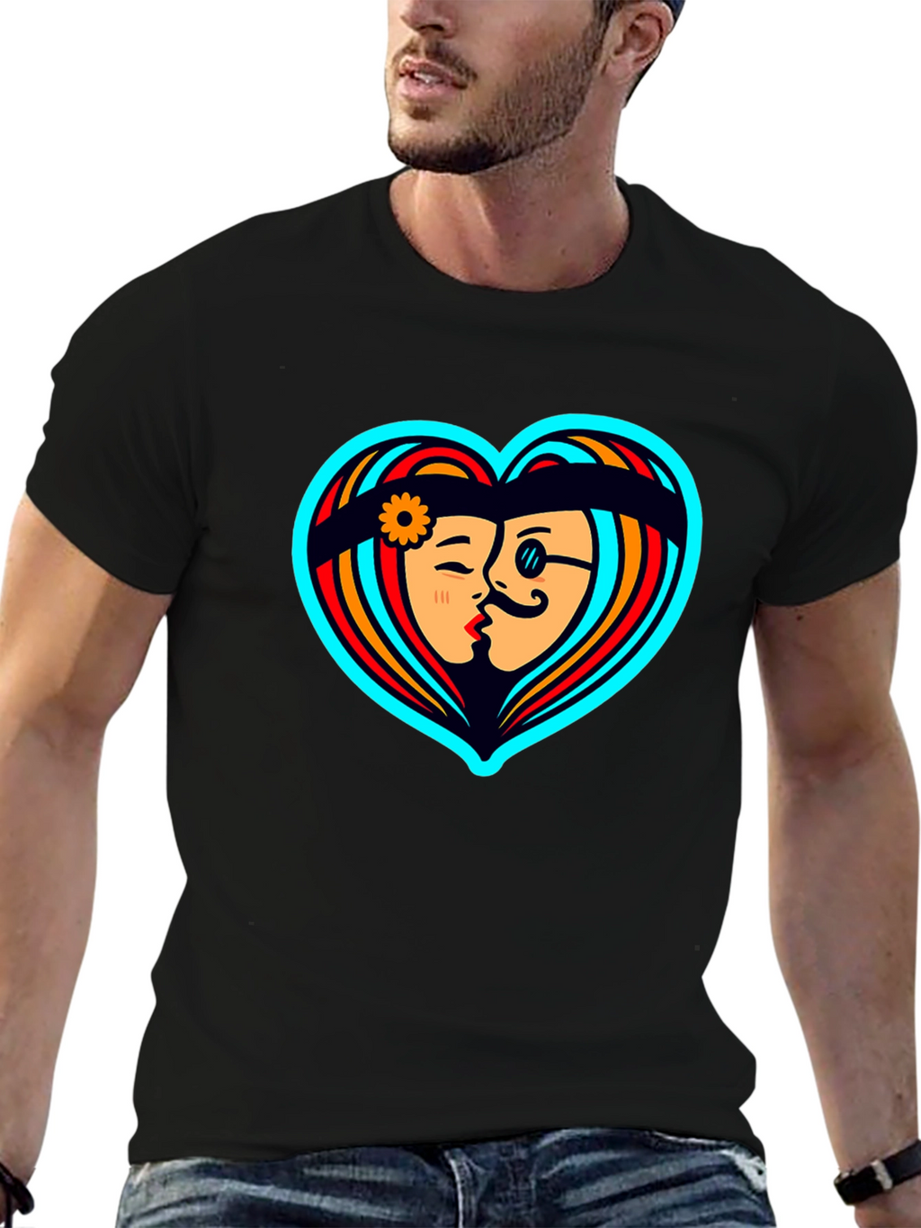 Retro Love Tee - Heart Graphic T-Shirt