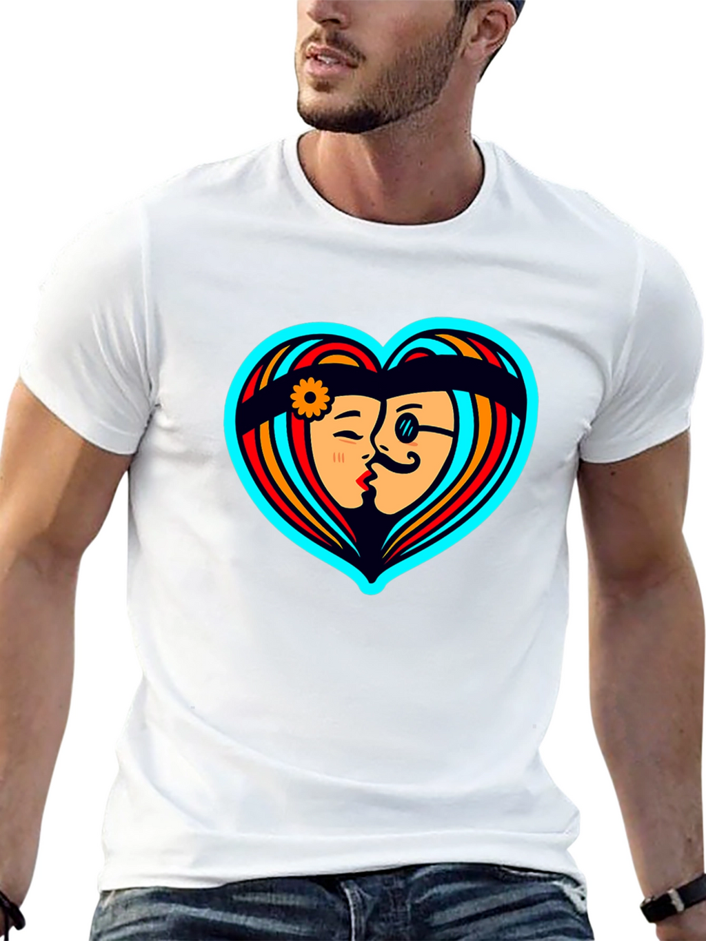 Retro Love Tee - Heart Graphic T-Shirt