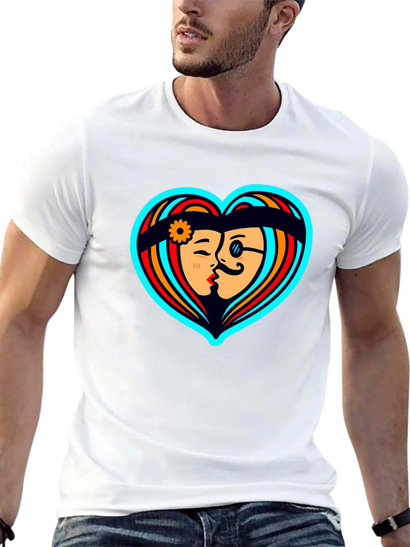 Retro Love Tee - Heart Graphic T-Shirt