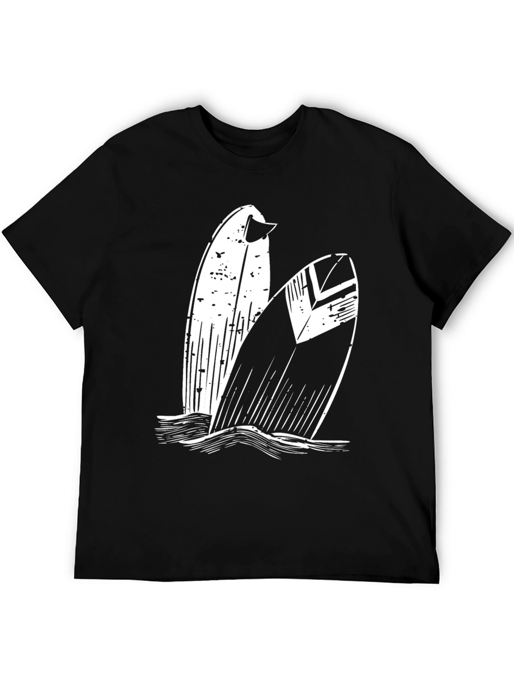 Surfboard Graphic Tee - Black Cotton T-Shirt