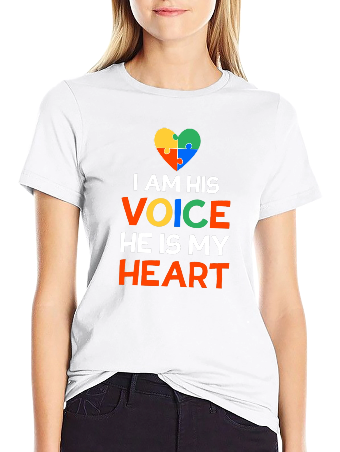 Autism Awareness T-Shirt I AM HIS VOICE HE IS MY HEART