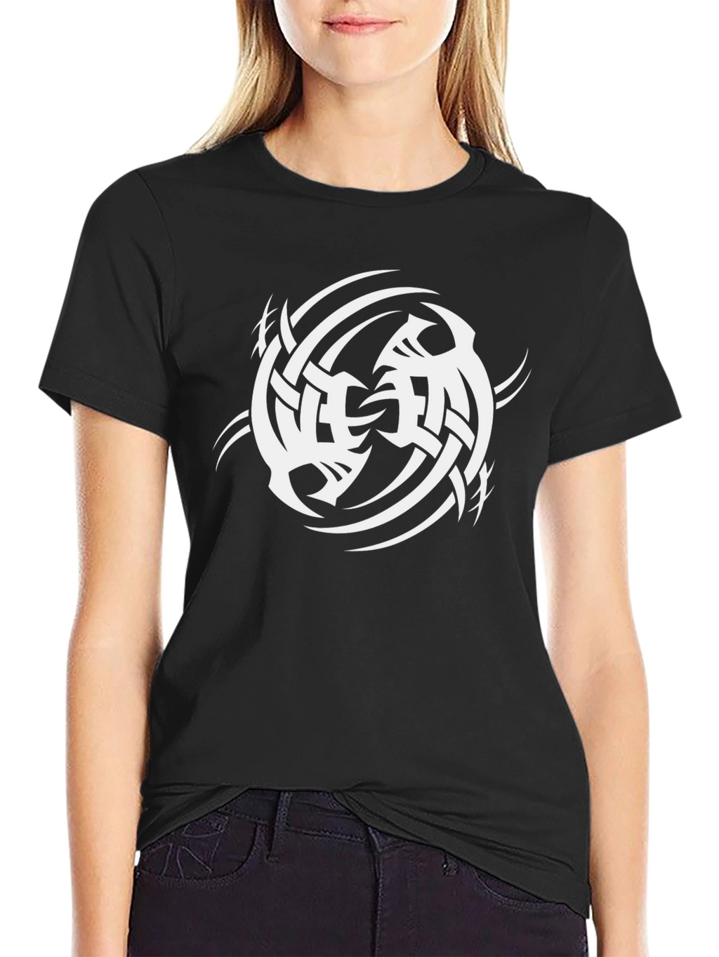 Tribal Symbol Graphic Print Black T-Shirt